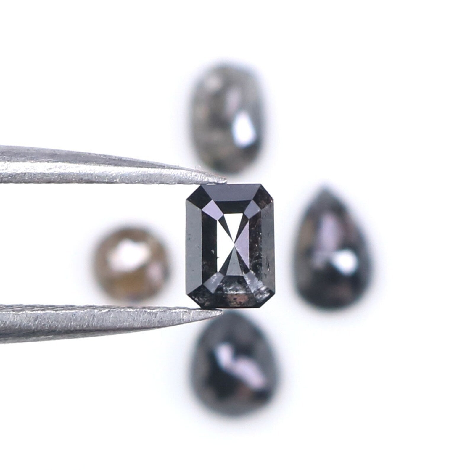 Natural Loose Mix Shape Salt And Pepper Diamond Black Grey Color 1.64 CT 3.70 MM Mix Shape Rose Cut Diamond KDN1485