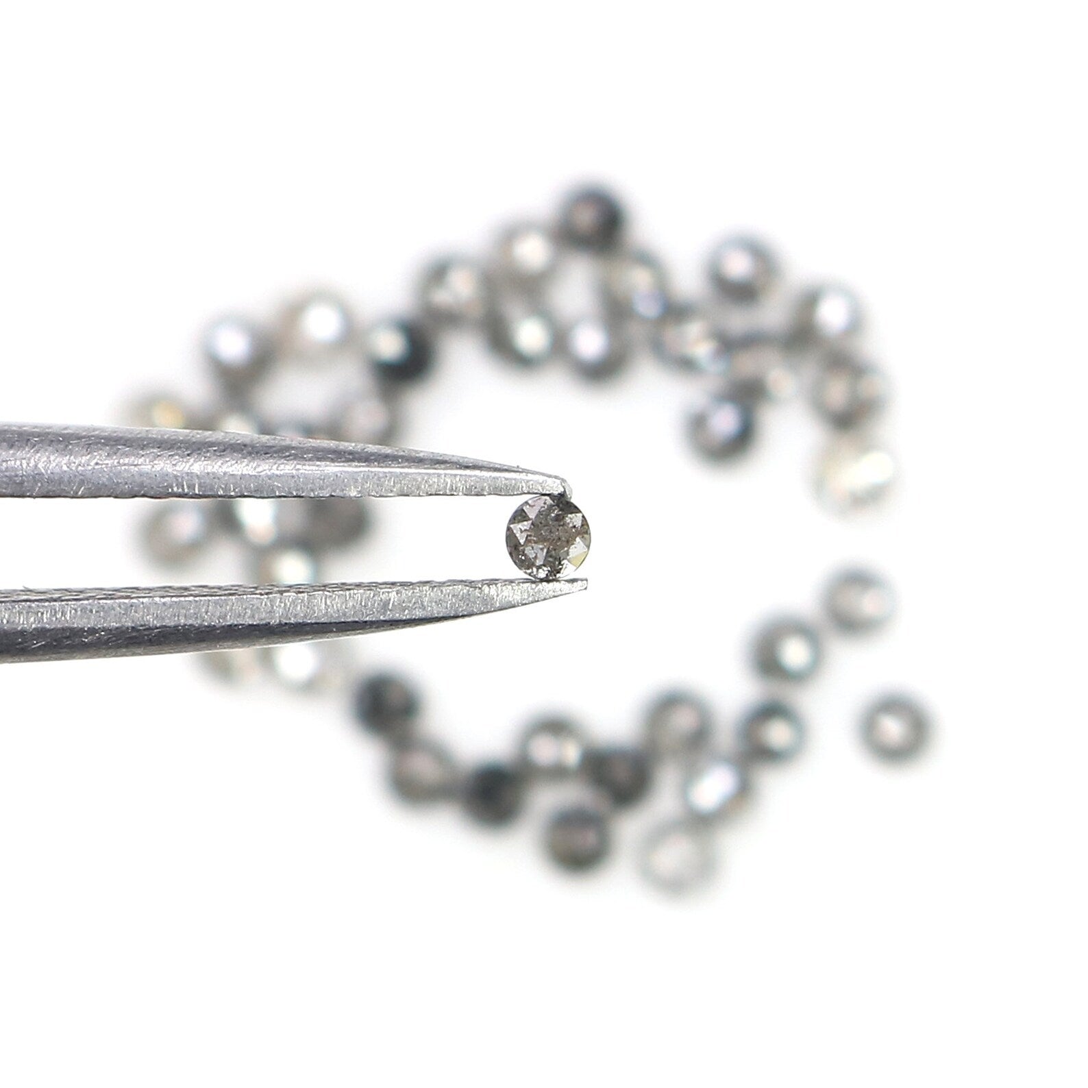 1.42 CT Natural Loose Round Shape Diamond Salt And Pepper Diamond 1.85 MM Natural Diamond Black Grey Color Round Rose Cut Diamond NQ2494