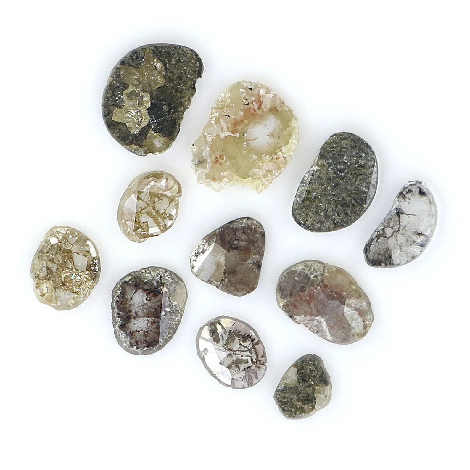 2.70 CT Natural Loose Slice Cut Diamond Salt And Pepper Slice Diamond 4.10 MM Natural Black Grey Color Diamond Slice Rose Cut Diamond NQ2092