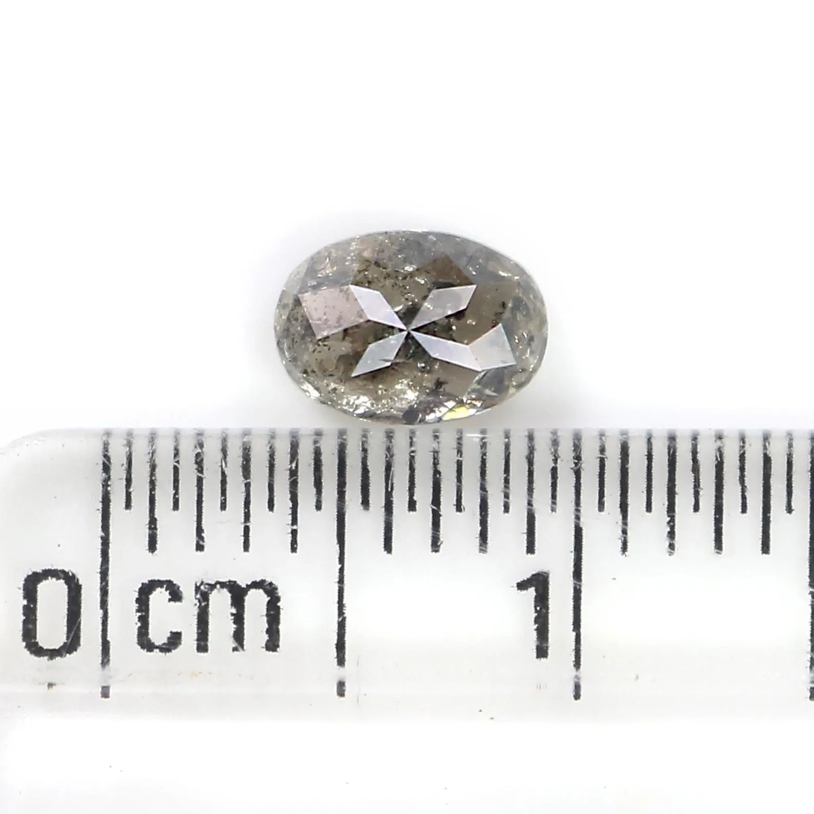 0.52 Ct Natural Loose Oval Shape Diamond Salt And Pepper Oval Diamond 5.80 MM Natural Black Grey Color Oval Rose Cut Diamond QN982