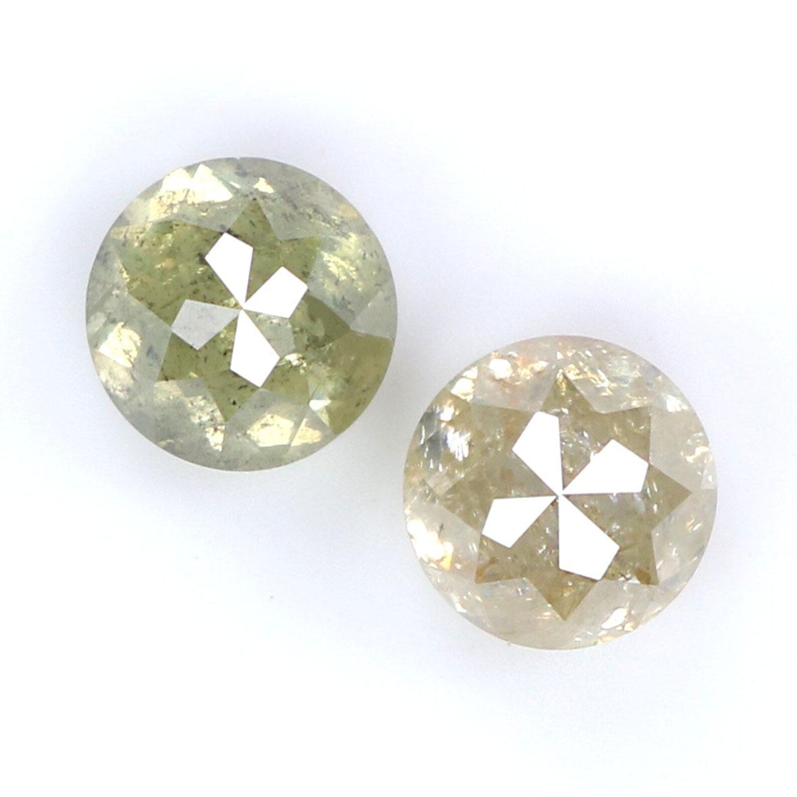 1.26 CT Natural Loose Round Cut Pair Diamond Grey Color Round Shape Diamond 4.75 MM Natural Loose Green Color Round Rose Cut Diamond NQ1965