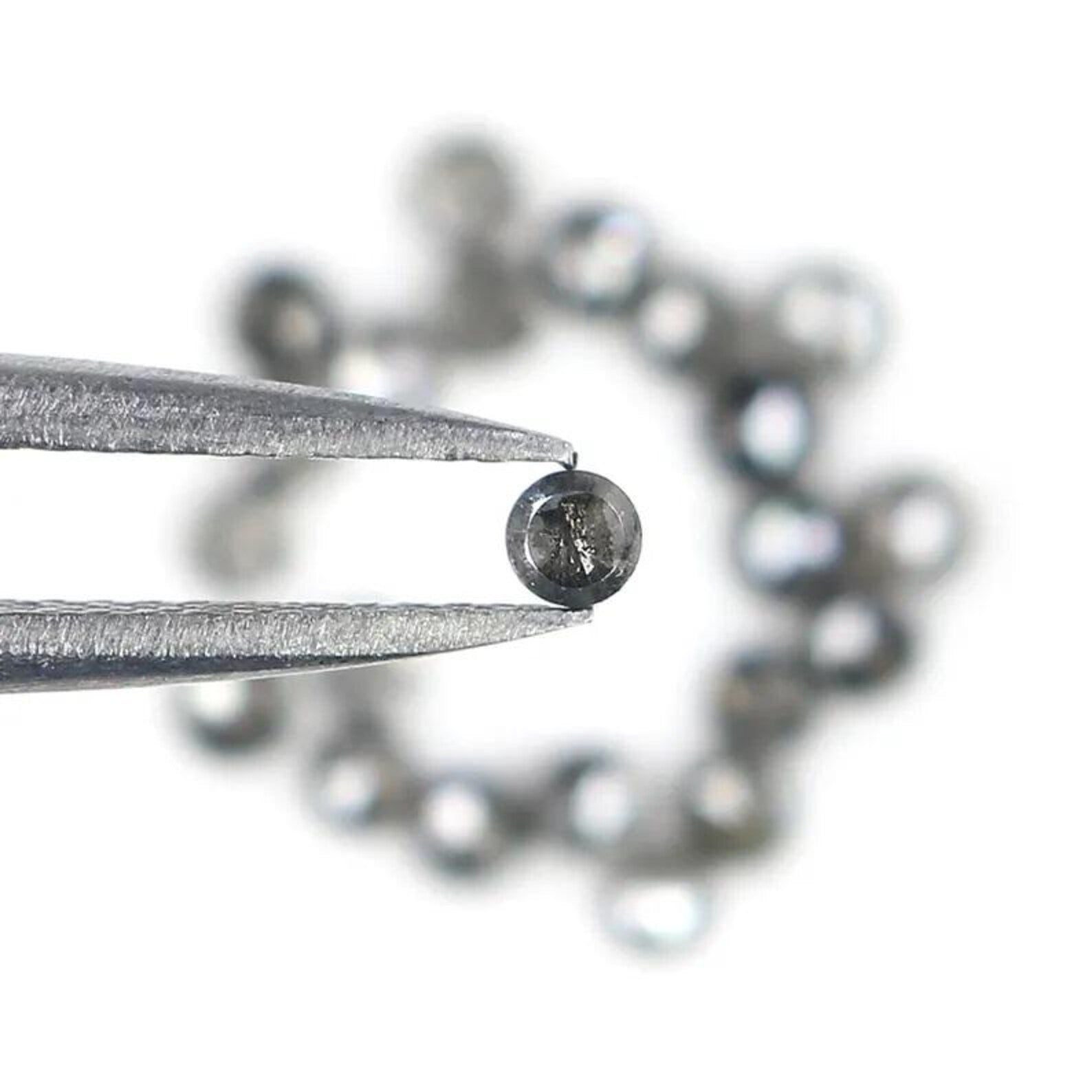 1.09 CT Natural Loose Round Rose Cut Diamond Salt And Pepper Round Diamond 2.10 MM Natural Black Grey Color Round Rose Cut Diamond NQ1792