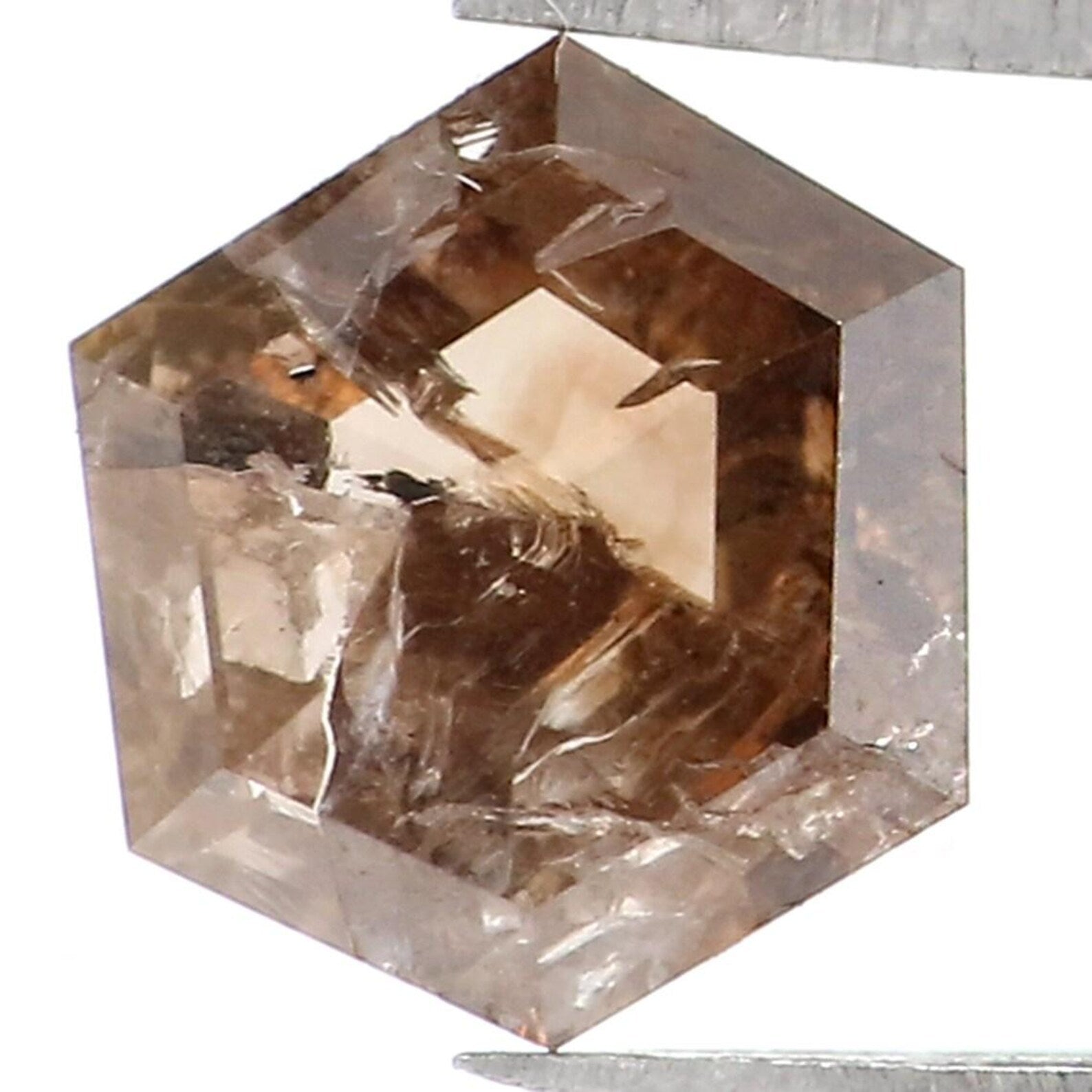 0.77 CT Natural Loose Hexagon Shape Diamond Brown Color Hexagon Diamond 6.50 MM Natural Loose Brown Color Hexagon Rose Cut Diamond NQ1770