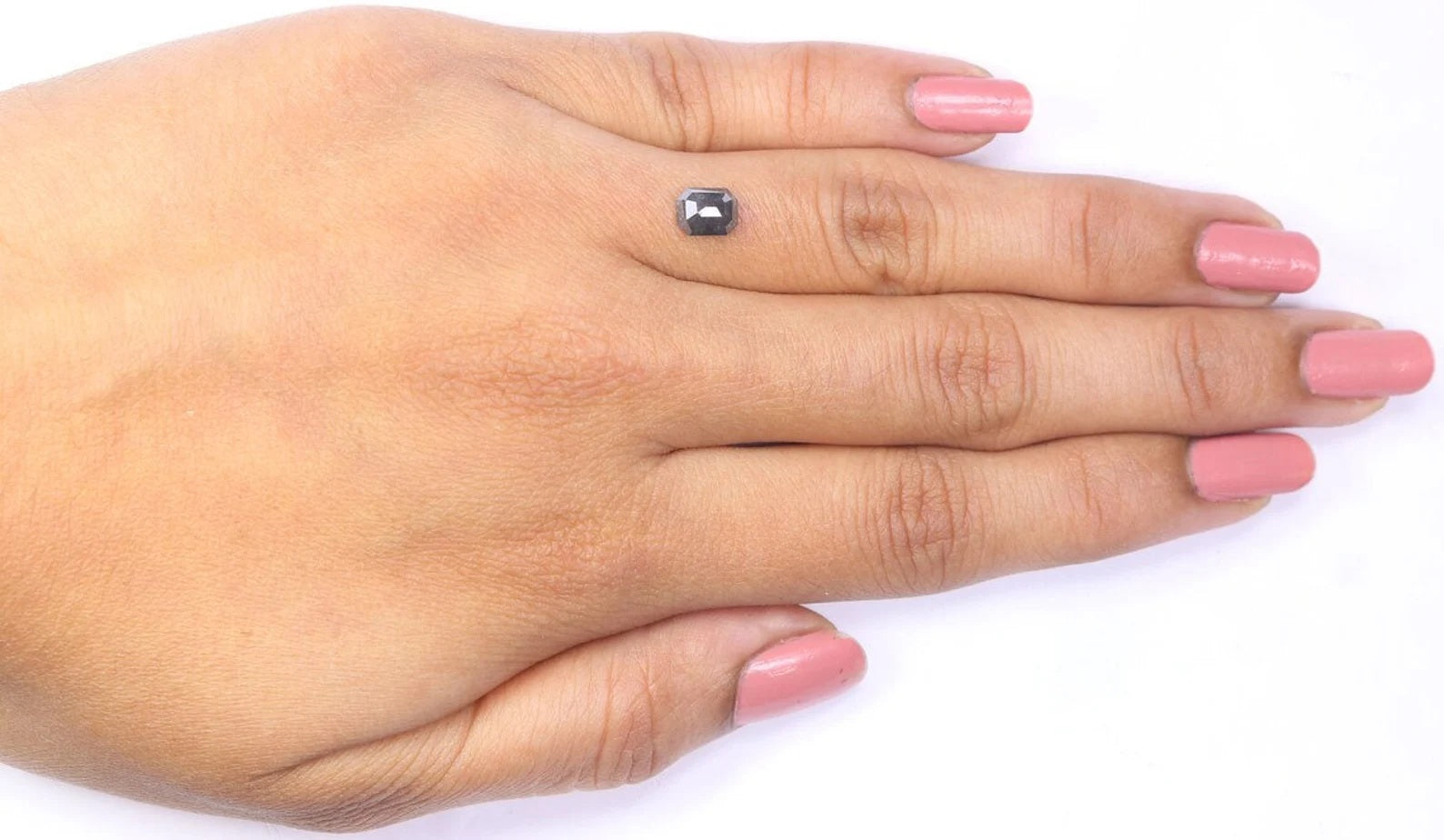 0.74 CT Natural Loose Emerald Shape Diamond Salt Pepper Emerald Cut Diamond 6.05 MM Natural Black Grey Color Emerald Rose Cut Diamond NQ2016