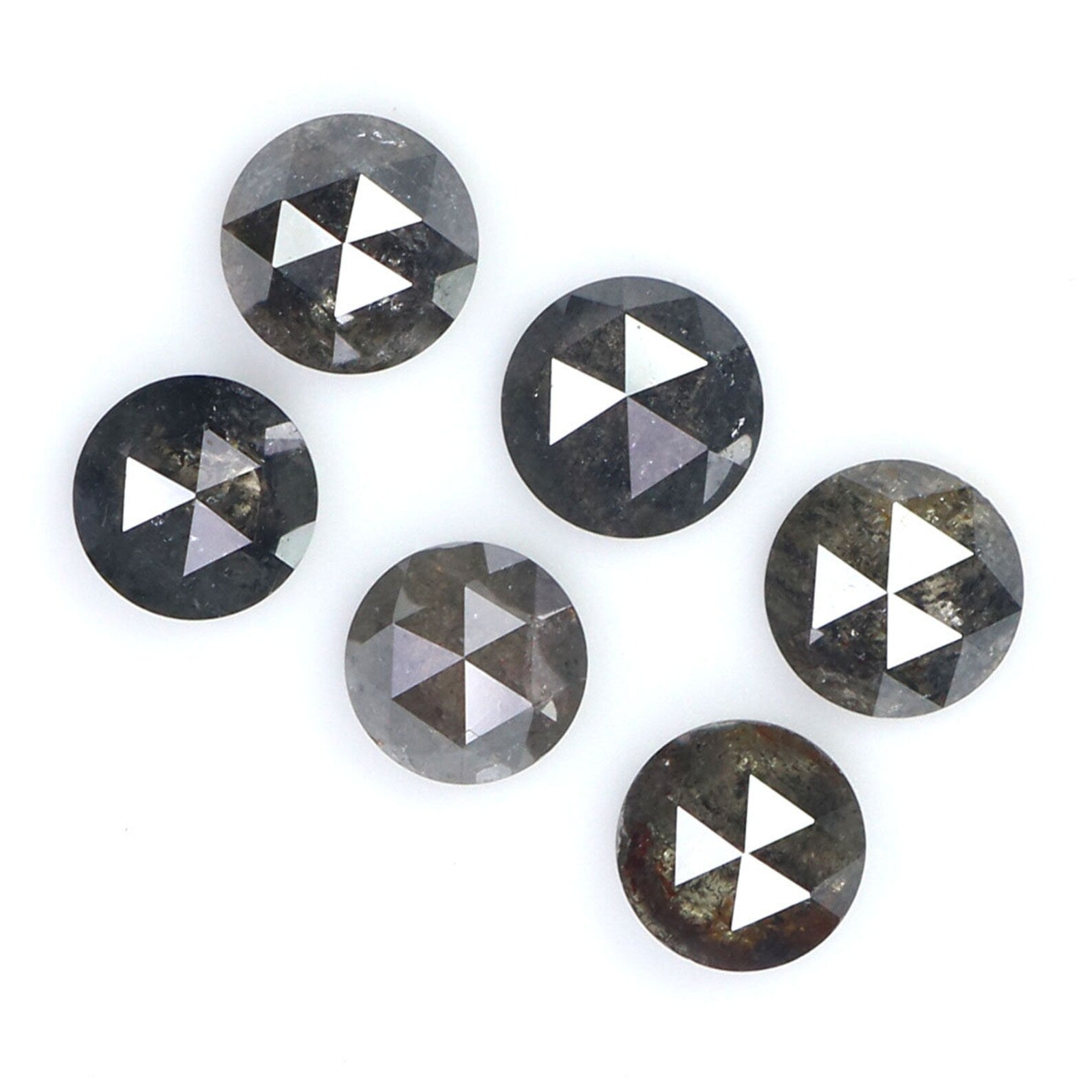Natural Loose Rose Cut Salt And Pepper Diamond Black Grey Color 1.85 CT 3.97 MM Round Rose Cut Shape Diamond KDN2059