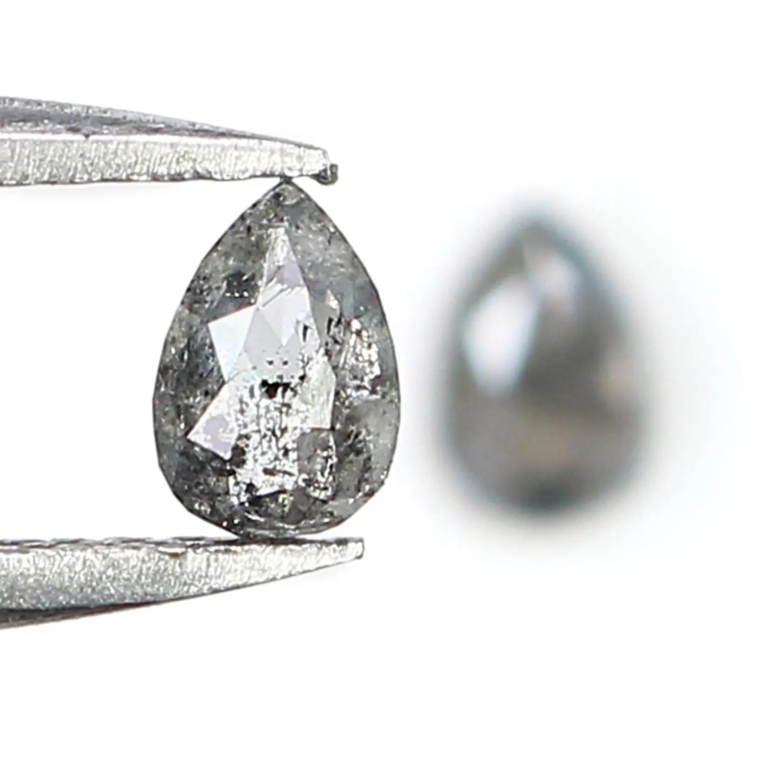 0.42 CT Natural Loose Pear Cut Pair Diamond Salt And Pepper Pear Shape Diamond 4.70 MM Natural Black Grey Color Pear Rose Cut Diamond NQ2306