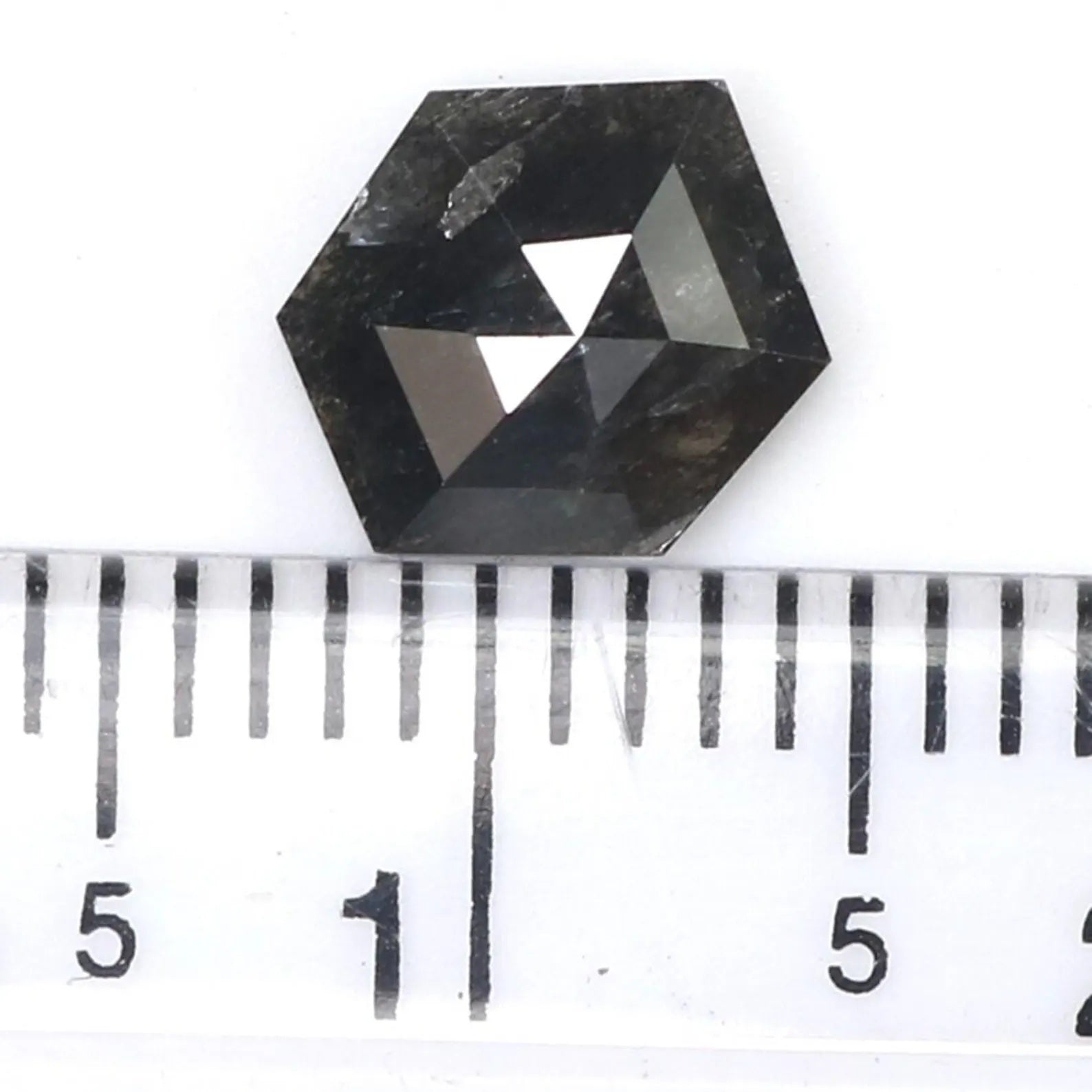 1.00 CT Natural Loose Hexagon Shape Diamond Salt And Pepper Diamond 7.80 MM Natural Loose Black Grey Color Hexagon Rose Cut Diamond NQ7856