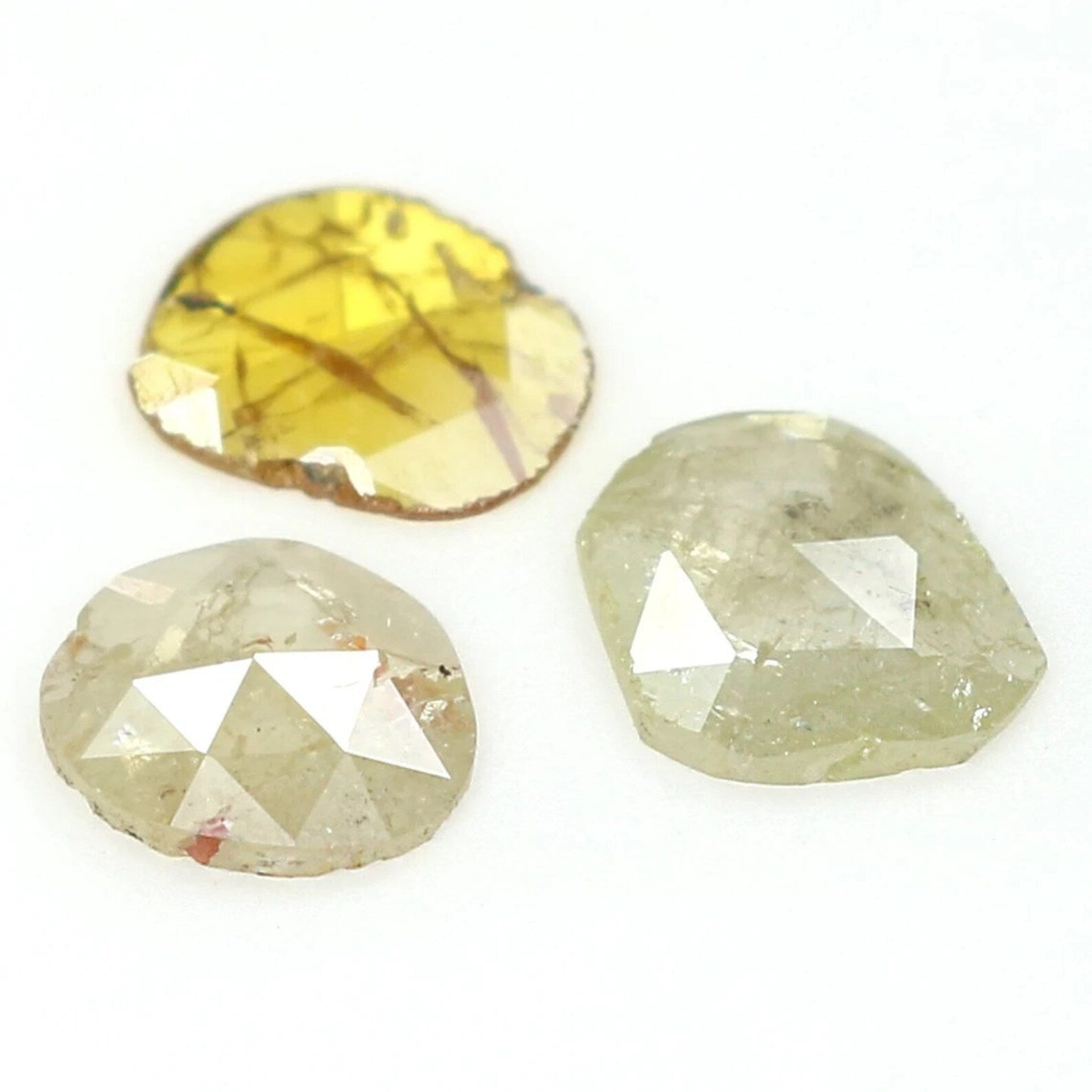 1.04 CT Natural Loose Slice Shape Diamond Yellow Grey Color Slice Diamond 6.05 MM Slice Diamond Irregular Cut Slice Rose Cut Diamond NQ1678