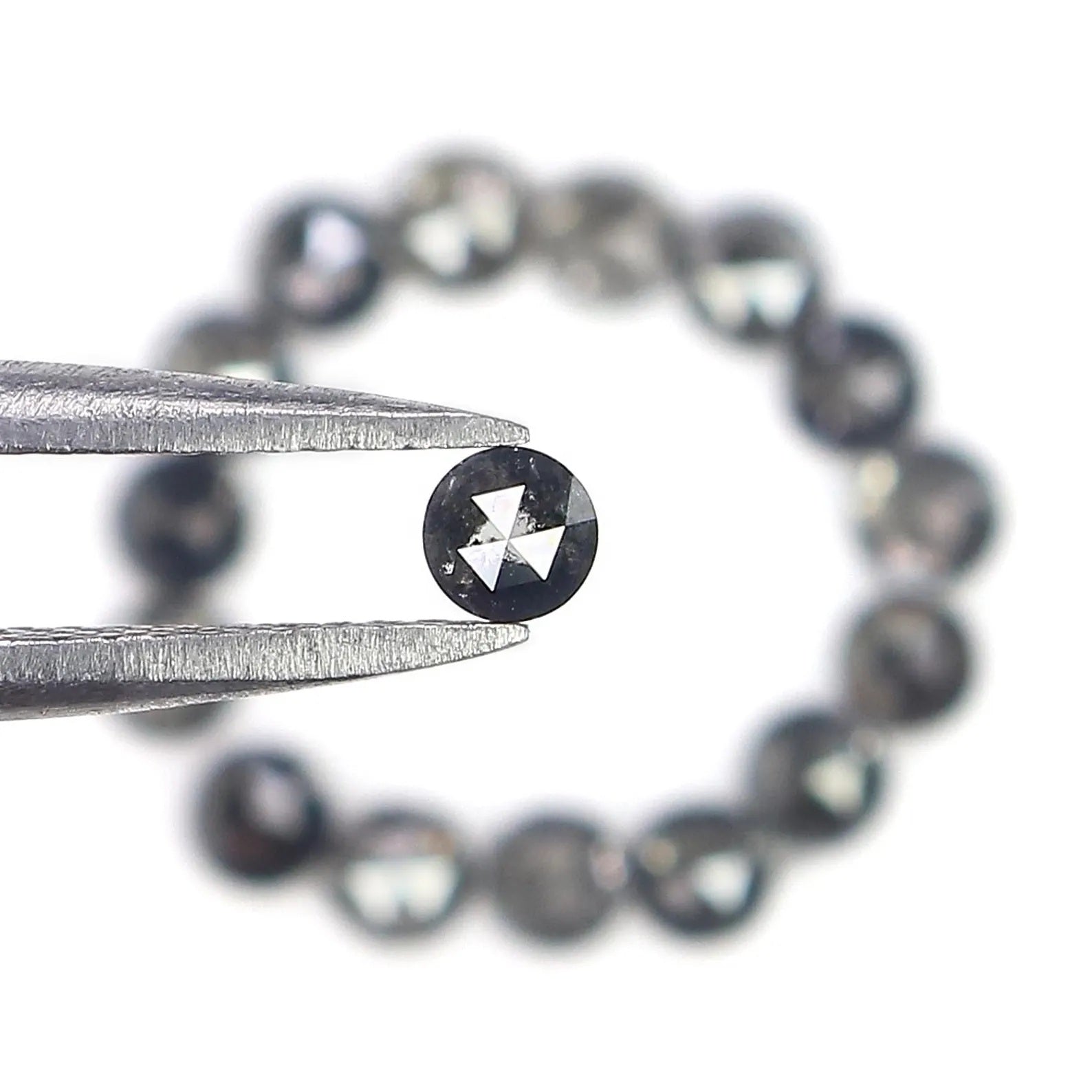 1.50 CT Natural Loose Rose Cut Diamond Salt And Pepper Diamond 2.70 MM Natural Loose Diamond Black Grey Color Round Rose Cut Diamond NQ1793