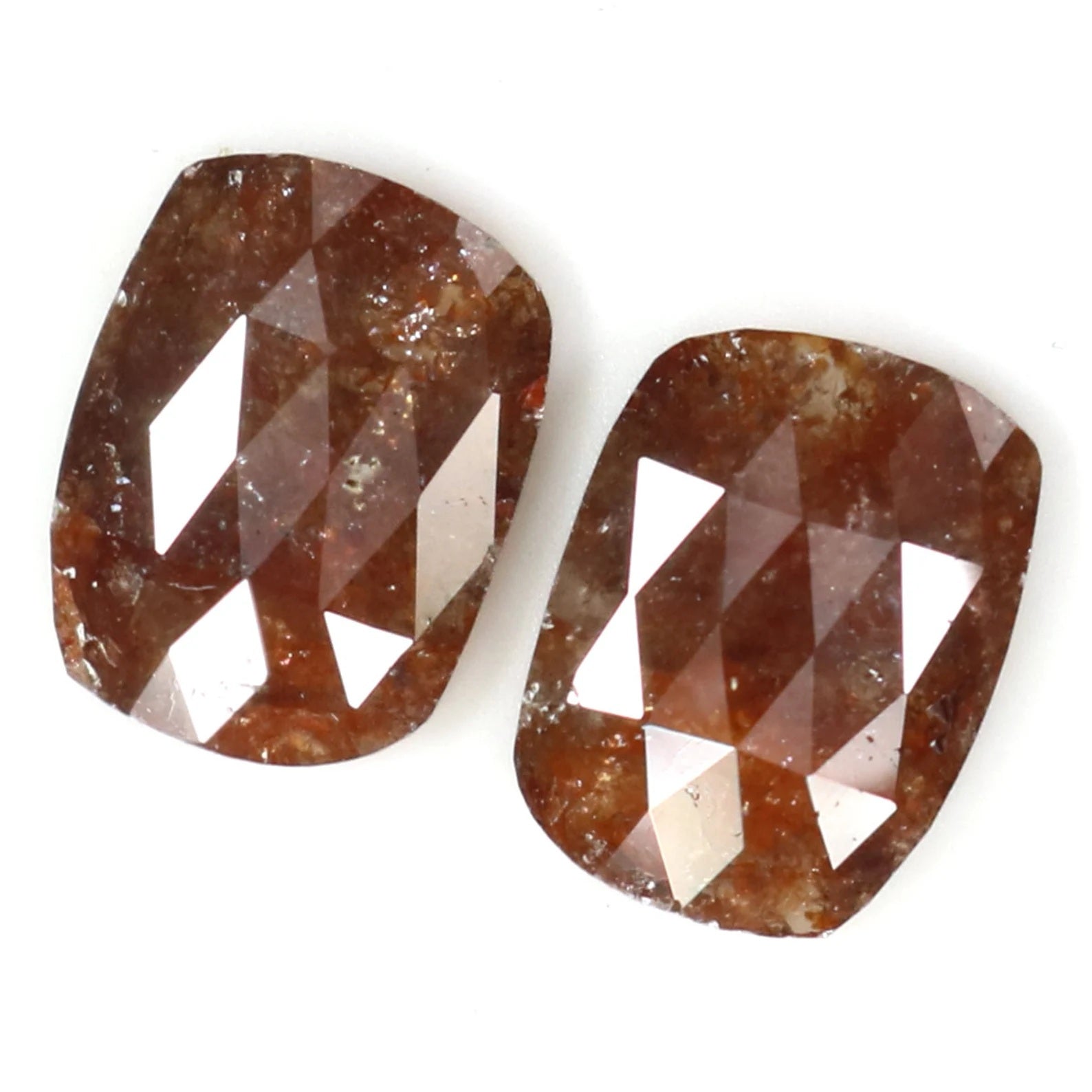 2.49 CT Natural Loose Cushion Shape Pair Brown Color Cushion Cut Pair Diamond 8.60 MM Natural Loose Cushion Pair Rose Cut Diamond KDN8224