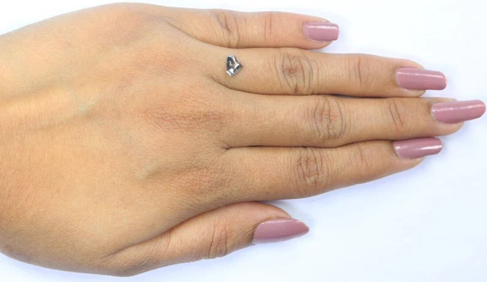 0.67 CT Natural Loose Shield Shape Diamond Salt And Pepper Shield Diamond 5.00 MM Natural Black Grey Color Shield Rose Cut Diamond NQ2159