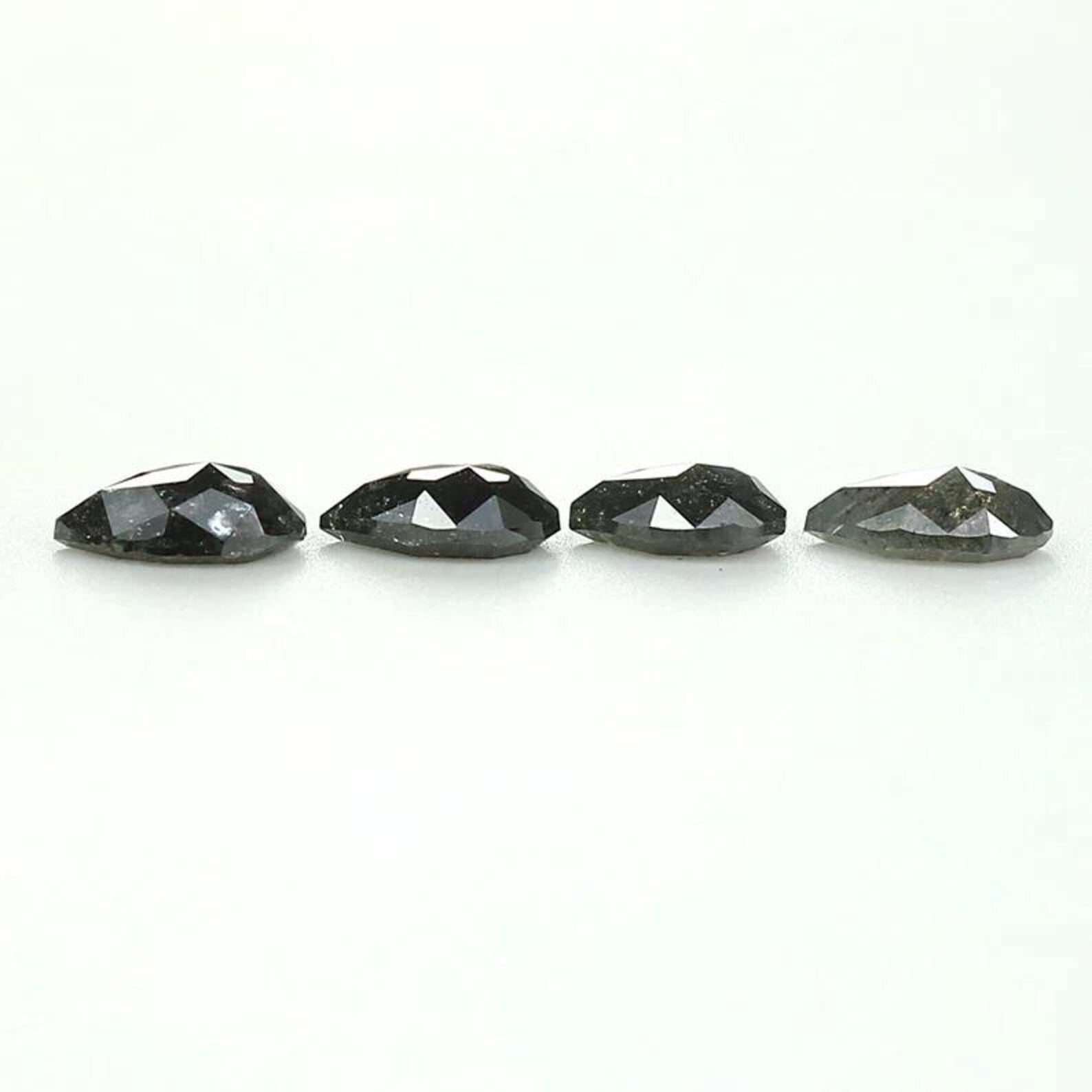 1.03 CT Natural Loose Pear Shape Diamond Salt And Pepper Pear Cut Diamond 4.60 MM Natural Black Grey Color Pear Rose Cut Diamond QN1496
