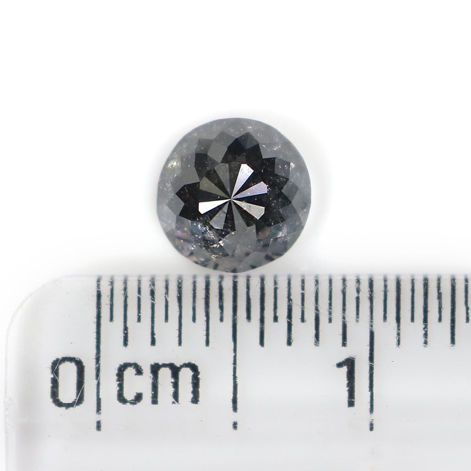 0.90 Ct Natural Loose Round Rose Cut Diamond Salt And Pepper Hexagon Diamond 5.60 MM Natural Black Grey Color Round Shape Diamond QN8896