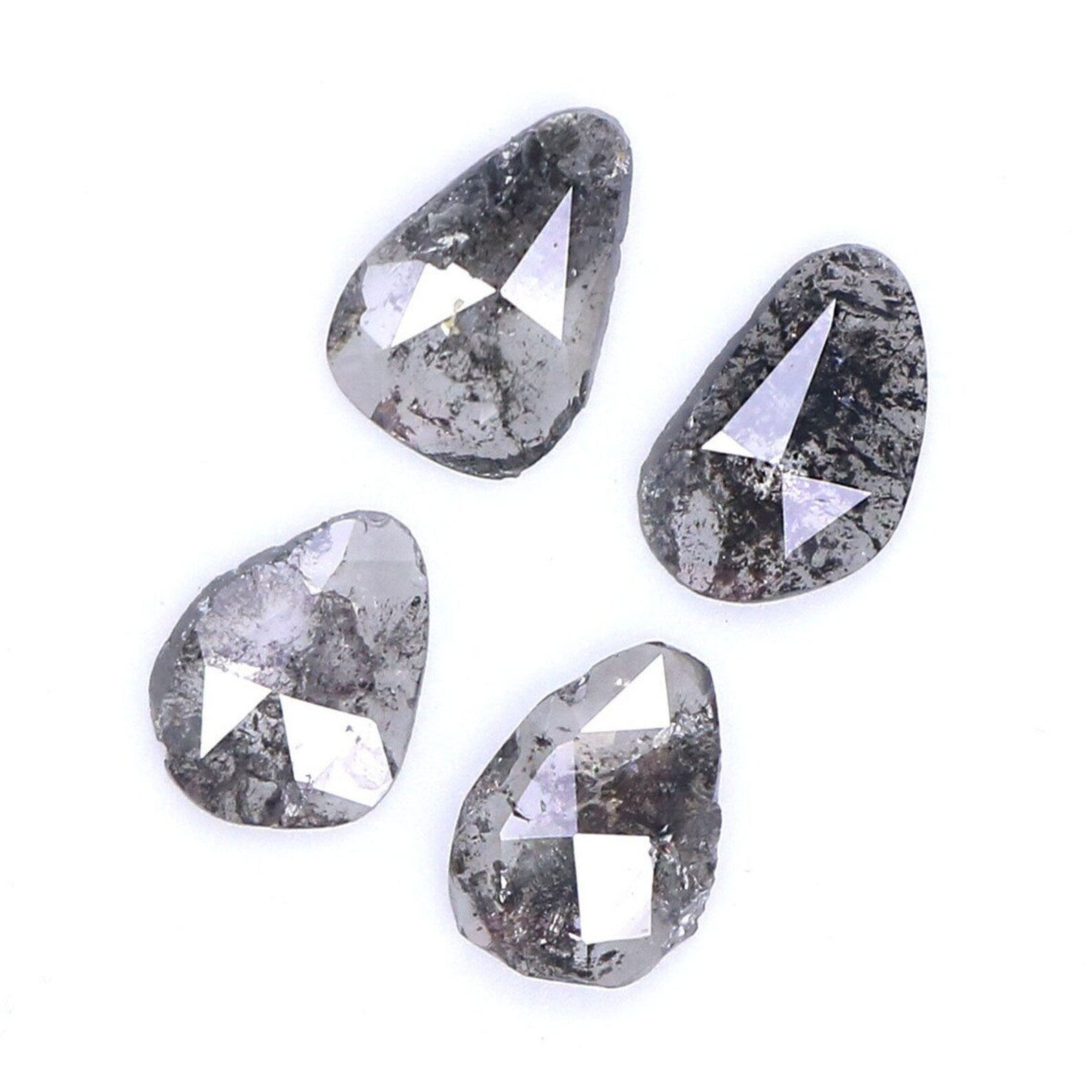 0.95 CT Natural Loose Slice Cut Diamond Salt And Pepper Slice Cut Diamond 5.40 MM Natural Loose Slice Cut Black Grey Color Diamond NQ1636