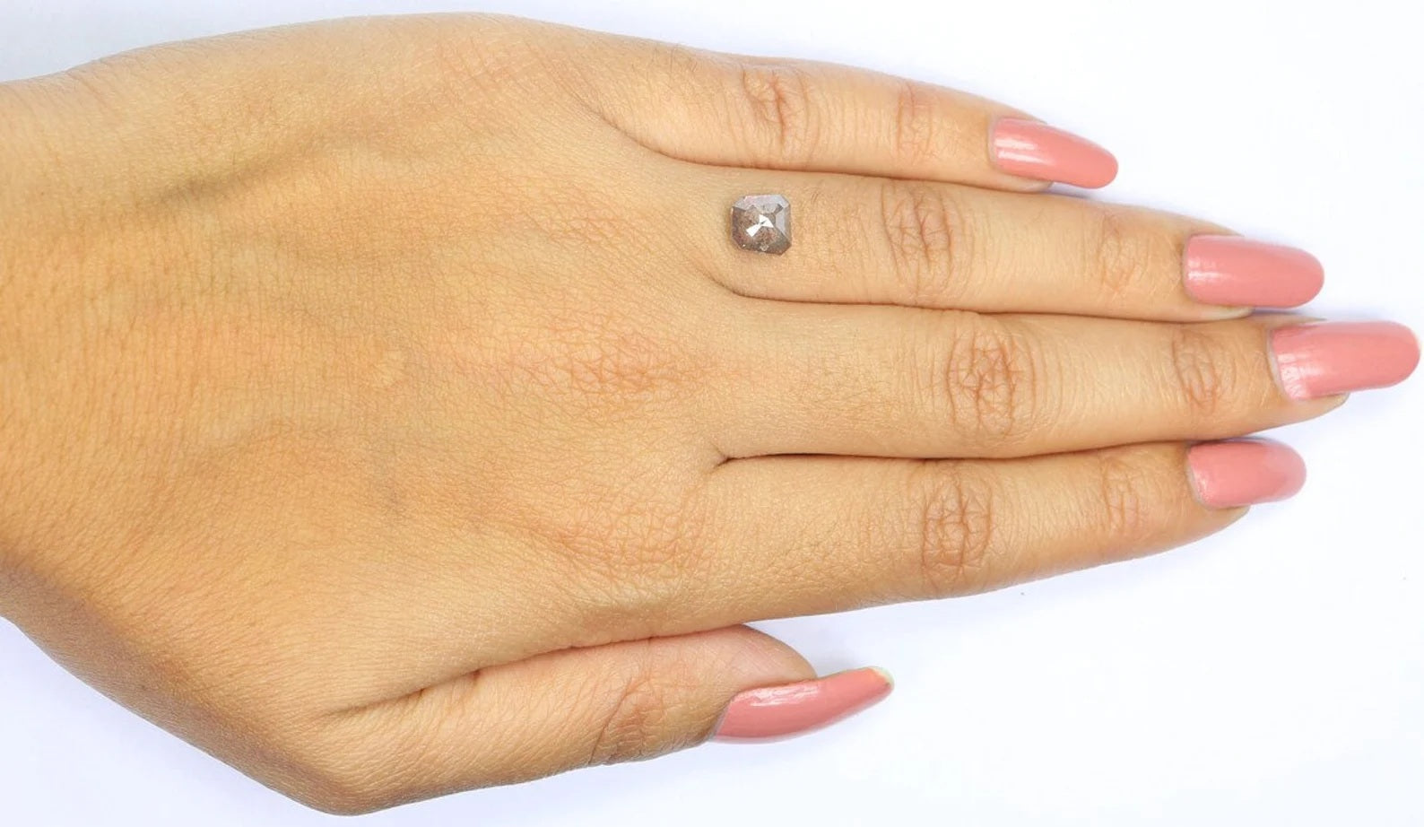 1.50 CT Natural Loose Emerald Cut Diamond Grey Brown Color Emerald Diamond 6.70 MM Natural Grey Brown Color Emerald Rose Cut Diamond NQ8548