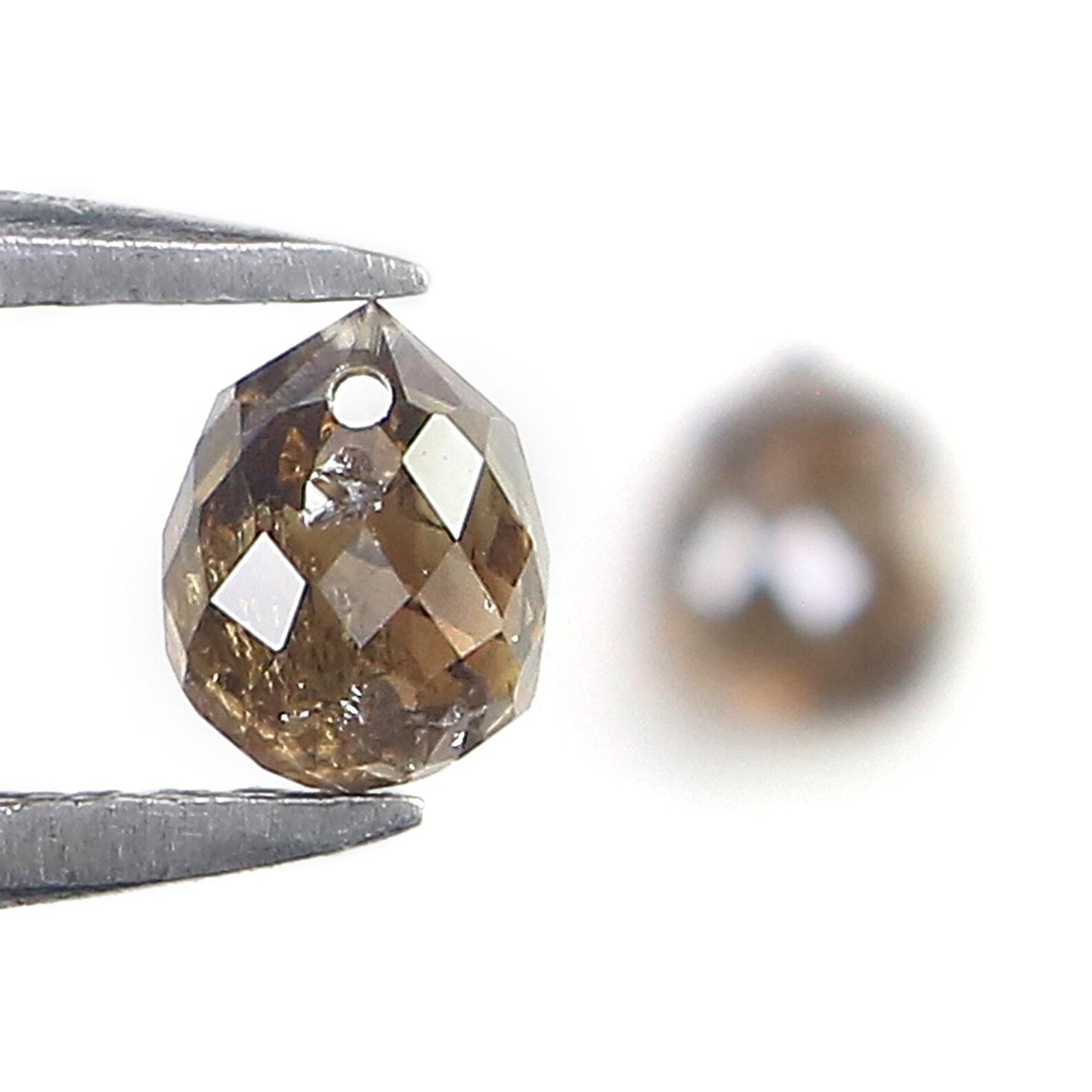 1.07 CT Natural Loose Drop Shape Pair Diamond Brown Color briolette Diamond 4.50 MM Natural Diamond Brown Color Drop Rose Cut Diamond NQ867