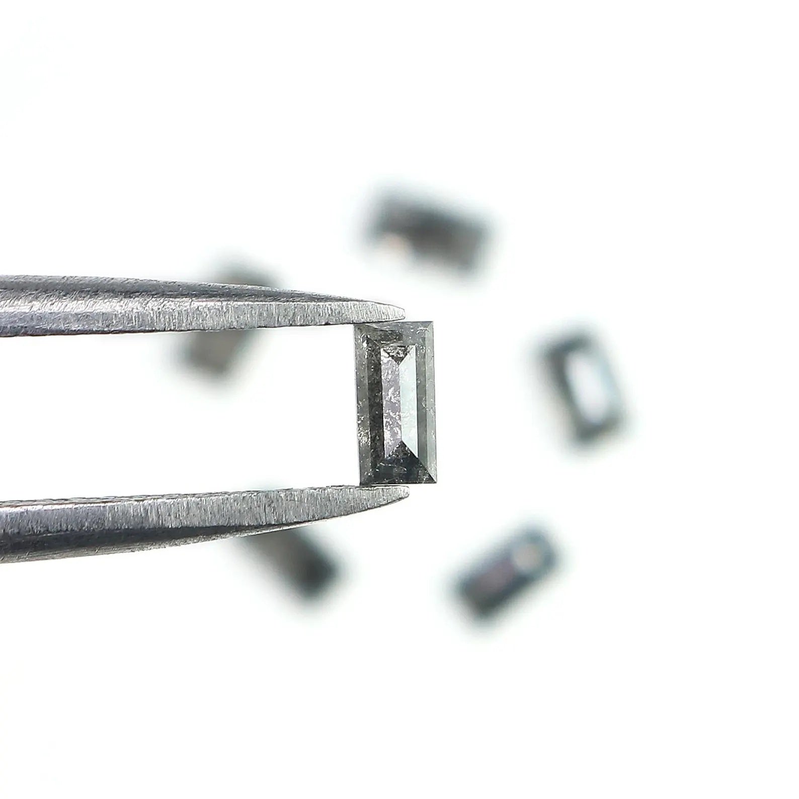 0.63 CT Natural Loose Baguette Diamond Salt And Pepper Baguette Diamond 4.10 MM Natural Black Grey Color Baguette Rose Cut Diamond NQ2413