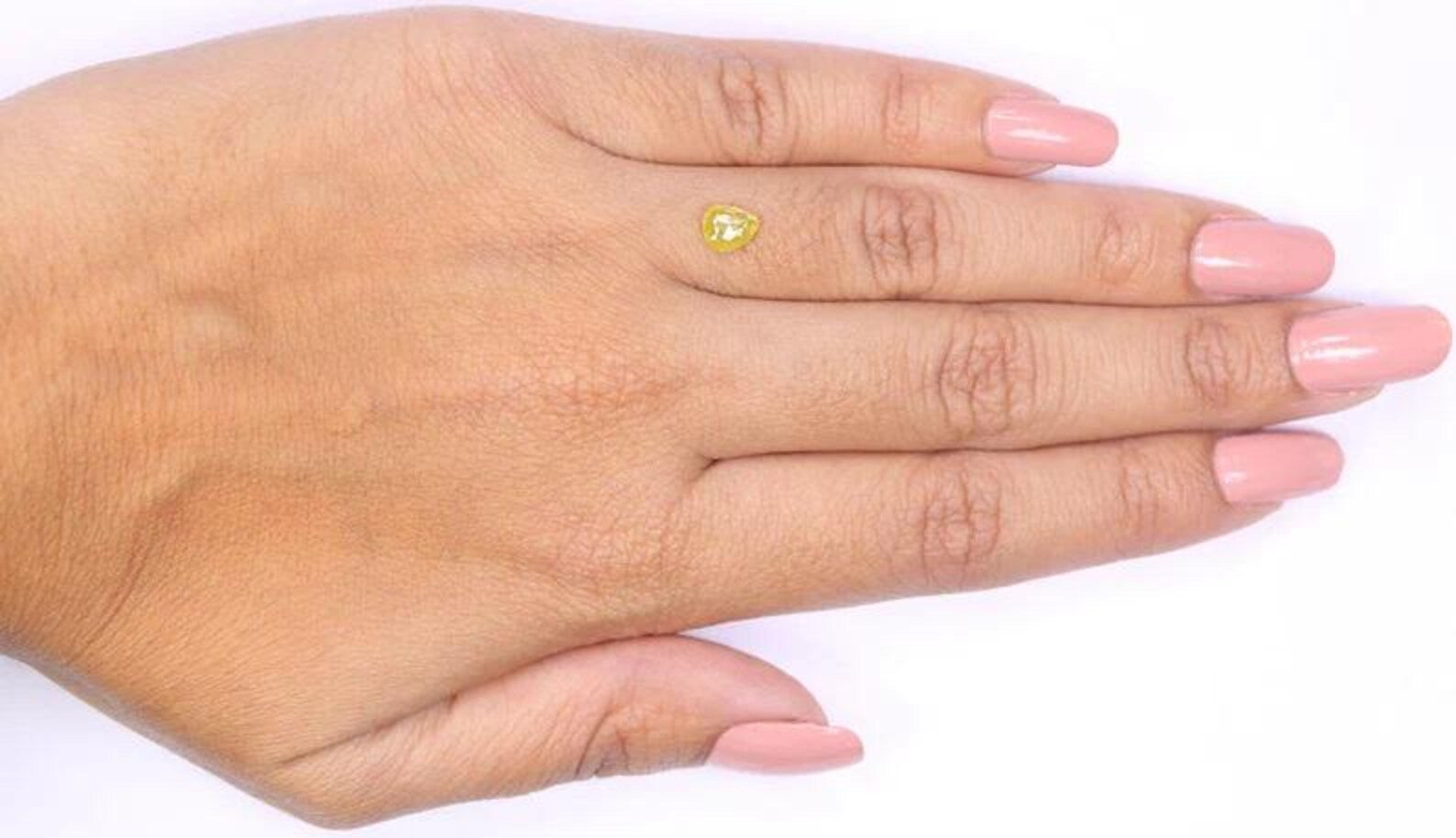 0.53 CT Natural Loose Pear Shape Diamond Yellow Color Pear Diamond 5.95 MM Natural Loose Diamond Yellow Color Pear Rose Cut Diamond NQ1975