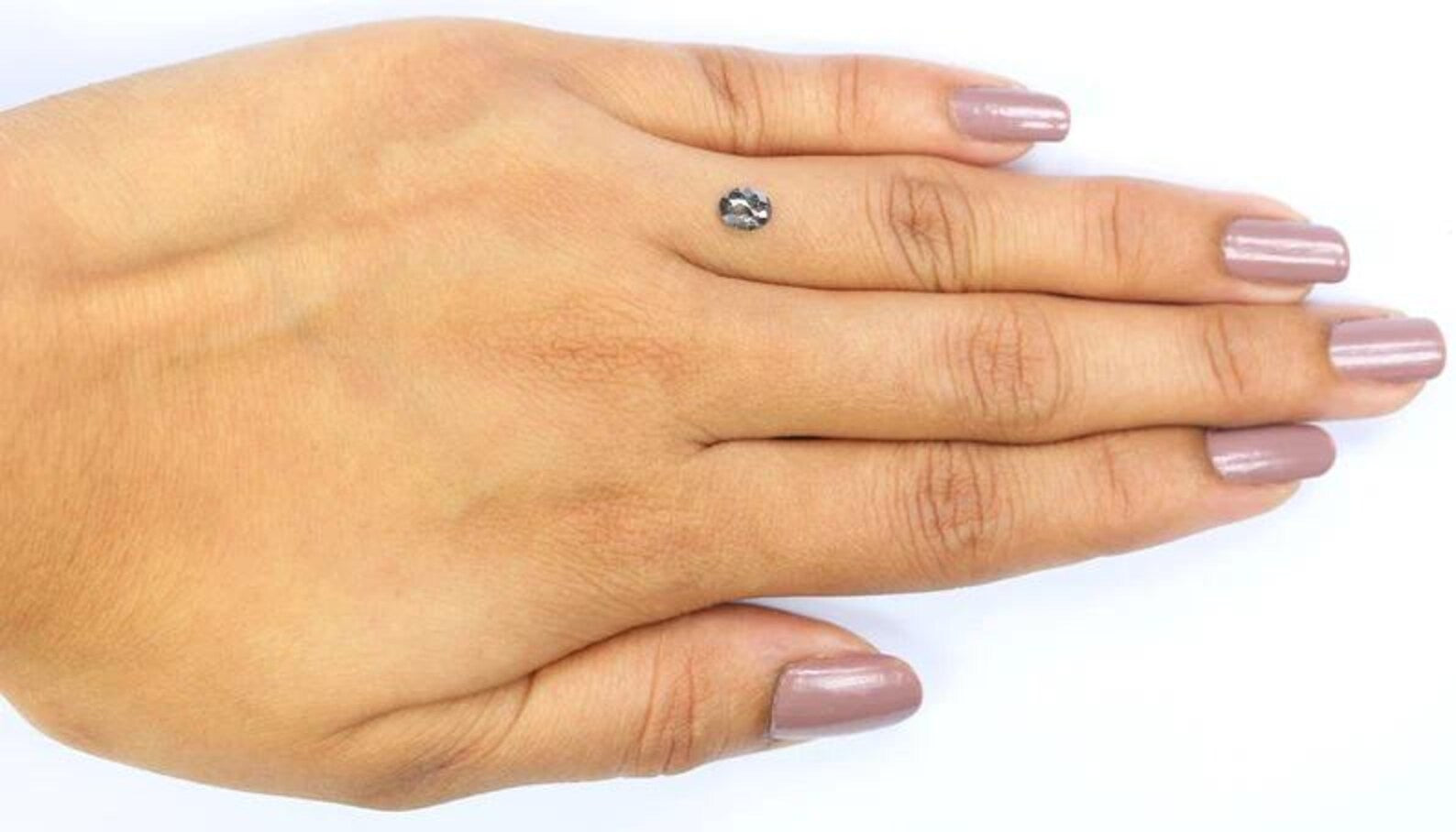 0.54 CT Natural Loose Oval Shape Diamond Salt And Pepper Oval Diamond 5.50 MM Natural Loose Black Grey Color Oval Rose Cut Diamond NQ9241