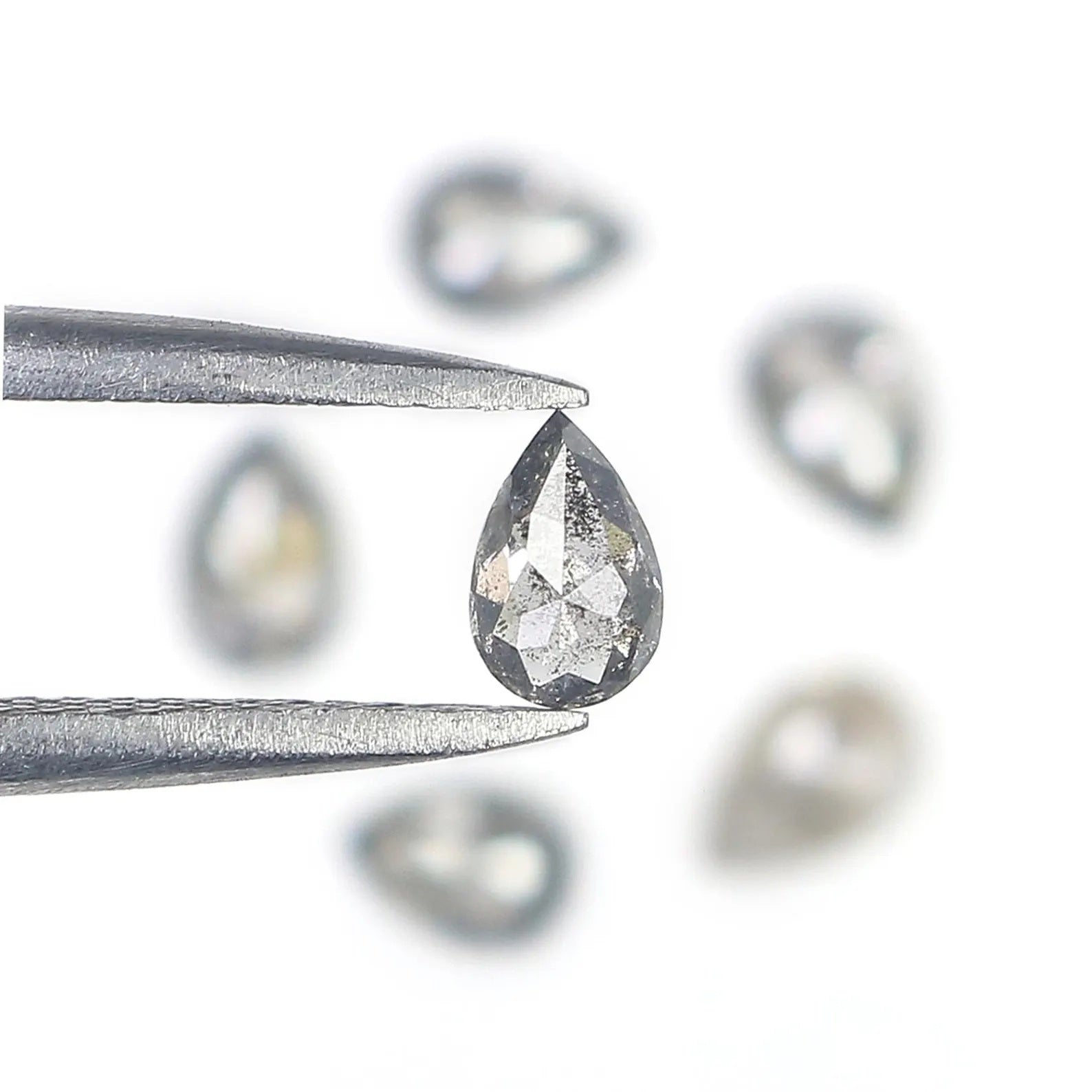 1.15 CT Natural Loose Pear Shape Diamond Salt And Pepper Pear Diamond 4.45 MM Natural Diamond Black Grey Color Pear Rose Cut Diamond NQ1326