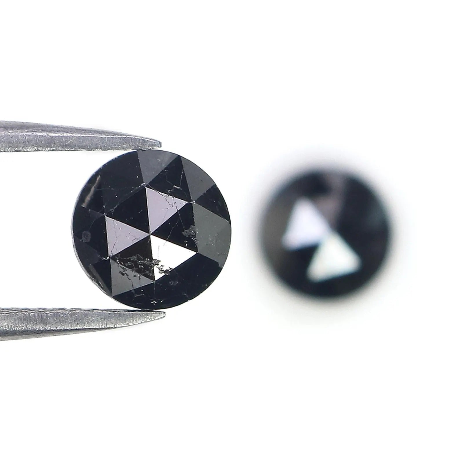 3.00 CT Natural Loose Round Shape Pair Diamond Black Color Round Diamond 7.20 MM Natural Diamond Black Color Round Rose Cut Diamond NQ1736