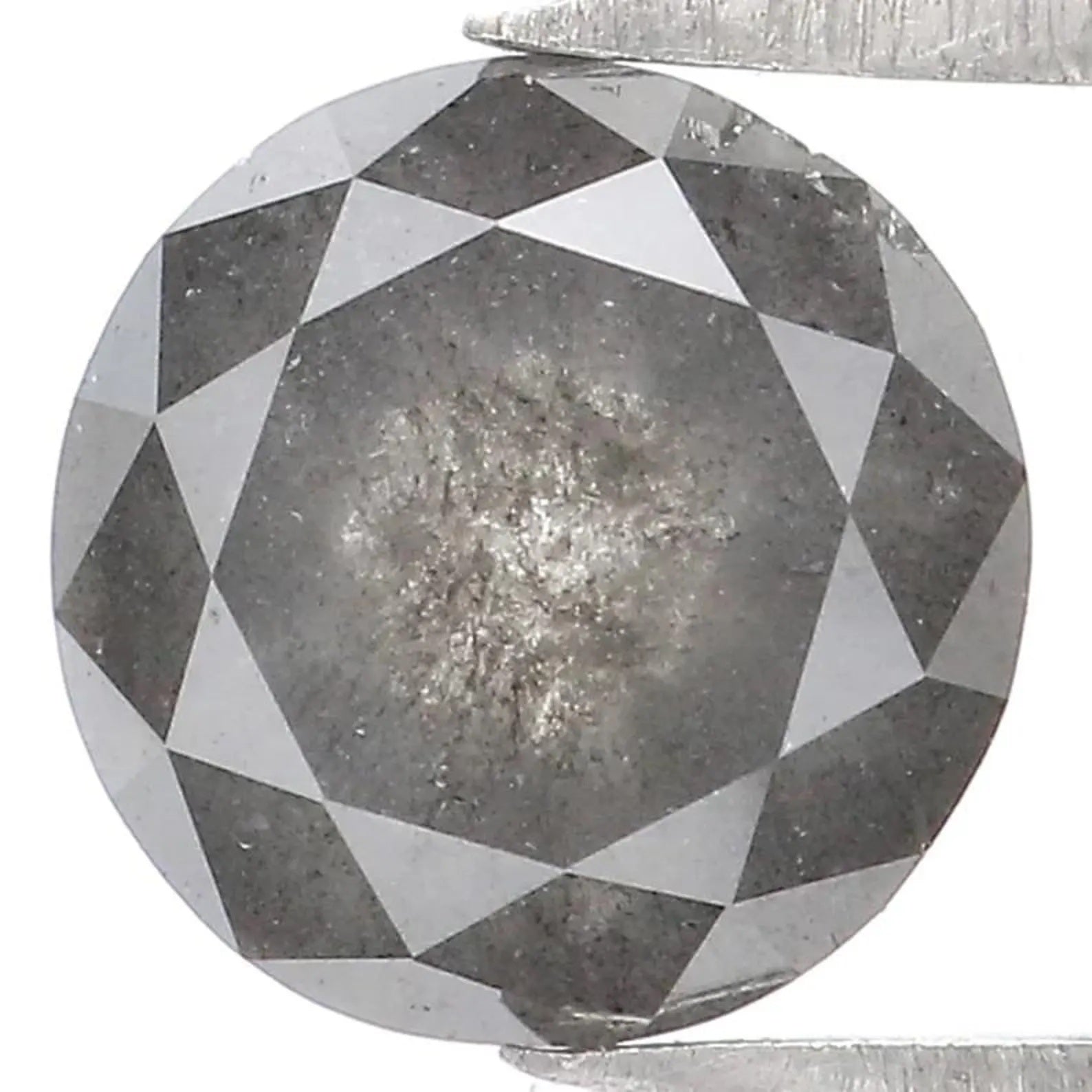 1.37 CT Natural Loose Round Shape Diamond Salt And Pepper Round Cut Diamond 6.80 MM Natural Black Grey Color Round Rose Cut Diamond NQ1142