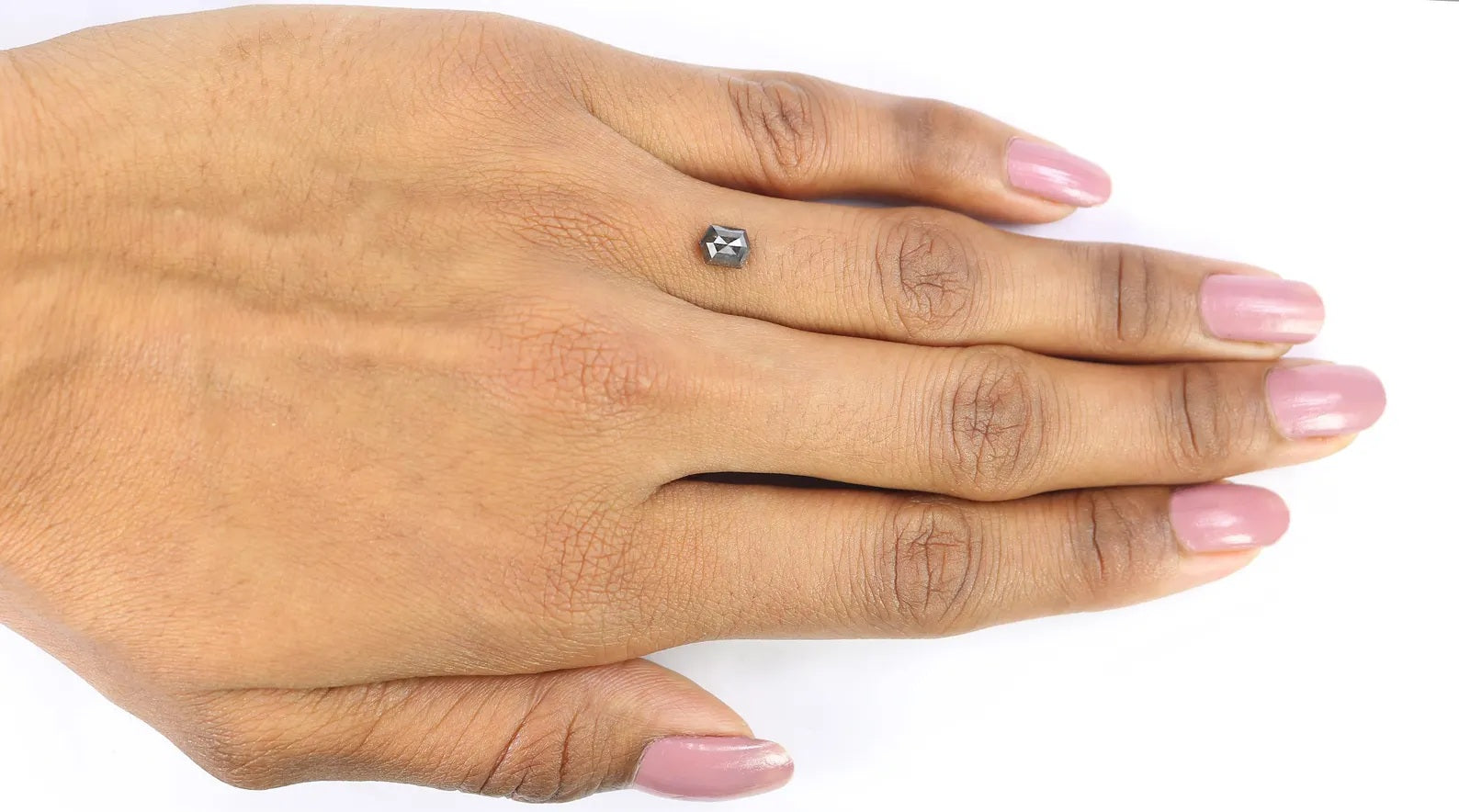 0.61 CT Natural Loose Hexagon Shape Diamond Salt And Pepper Hexagon Diamond 5.80 MM Natural Black Gray Color Hexagon Rose Cut Diamond NQ1255