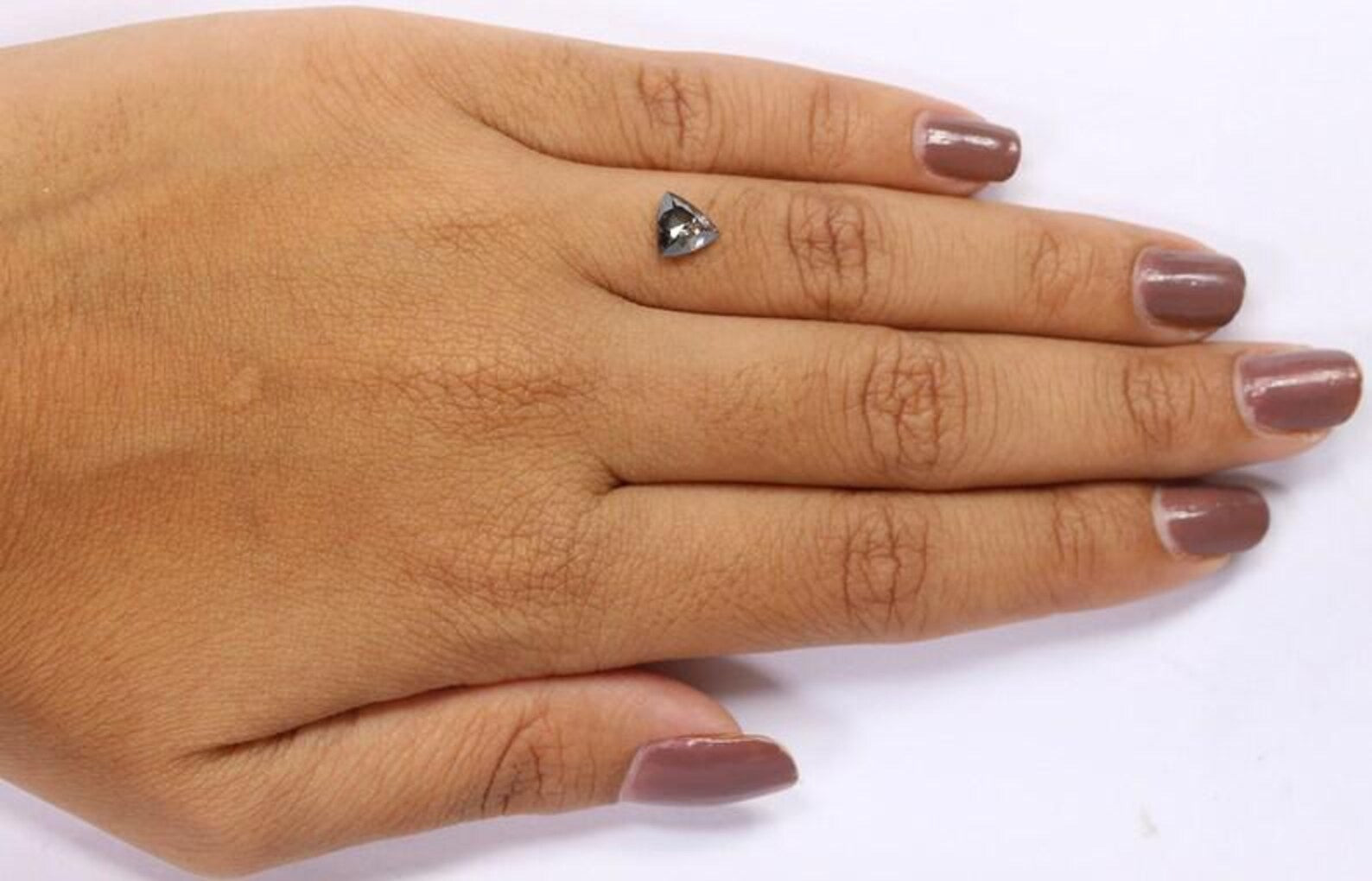 0.87 Ct Natural Loose Triangle Shape Diamond Salt And Pepper Triangle Diamond 6.60 MM Natural Black Grey Triangle Rose Cut Diamond NQ9341