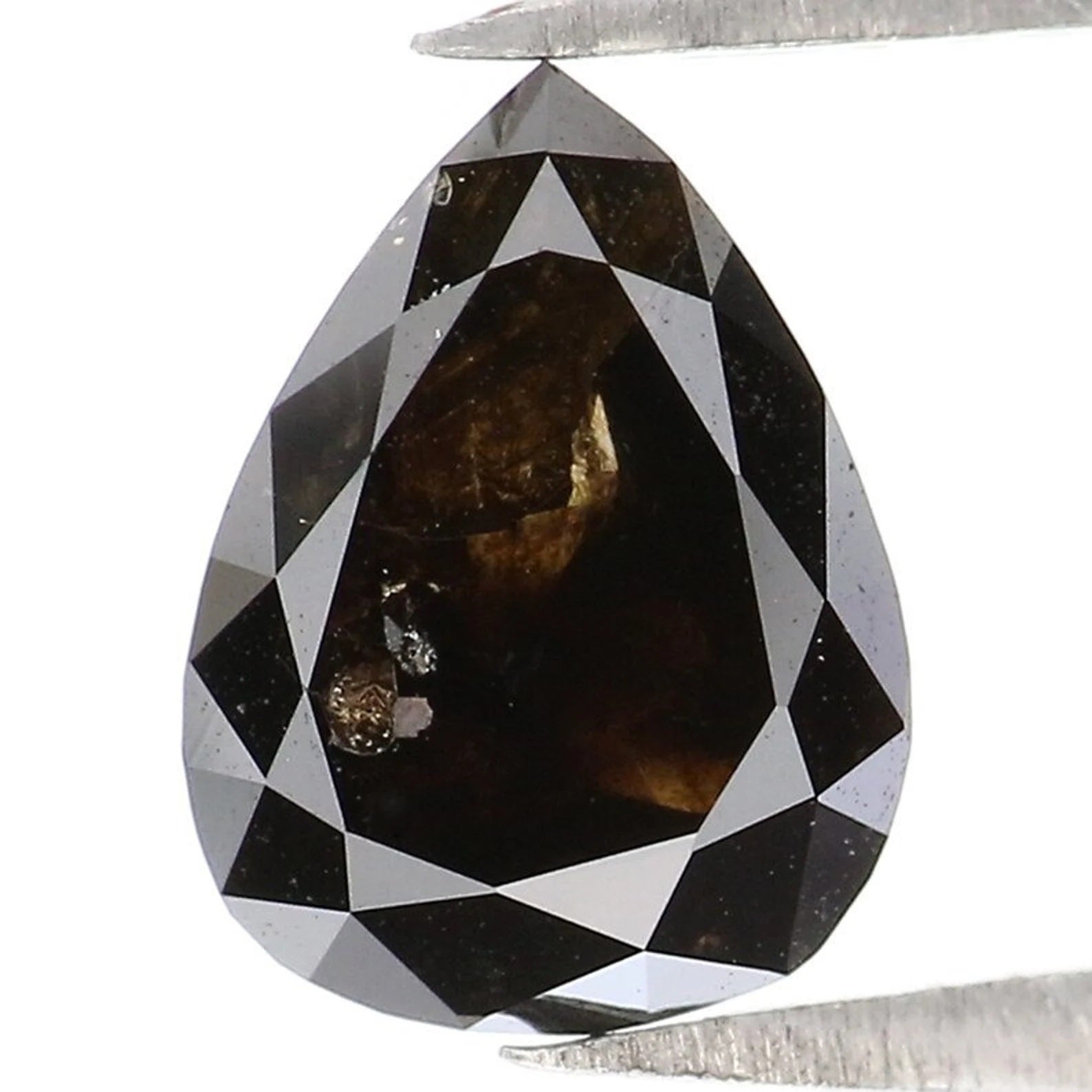 1.53 CT Natural Loose Pear Shape Diamond Black Brown Color Pear Cut Diamond 8.25 MM Natural Black Brown Color Pear Rose Cut Diamond NQ9263