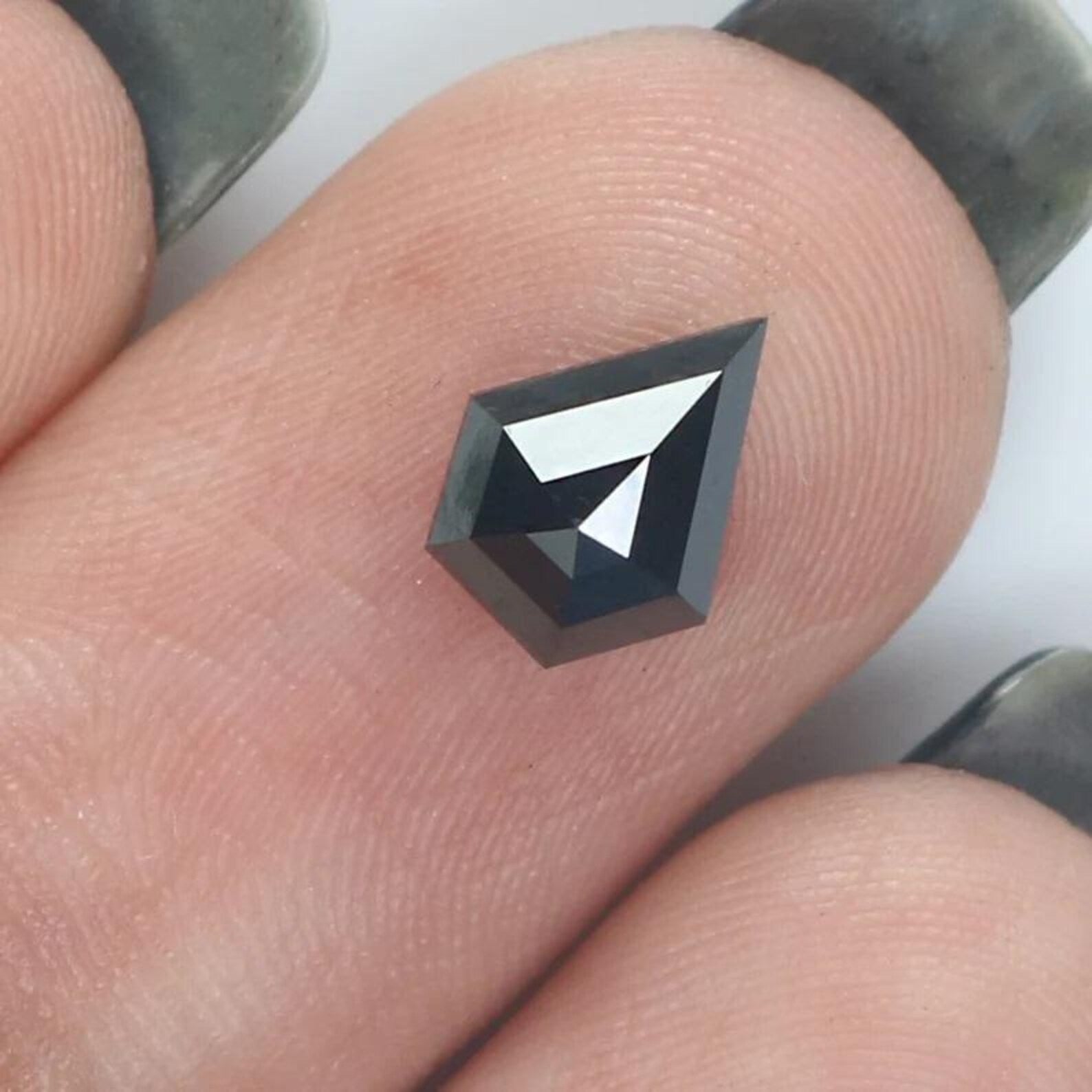 0.73 CT Natural Loose Shield Shape Diamond Black Color Shield Cut Diamond 7.60 MM Natural Loose Black Color Shield Rose Cut Diamond NQ306