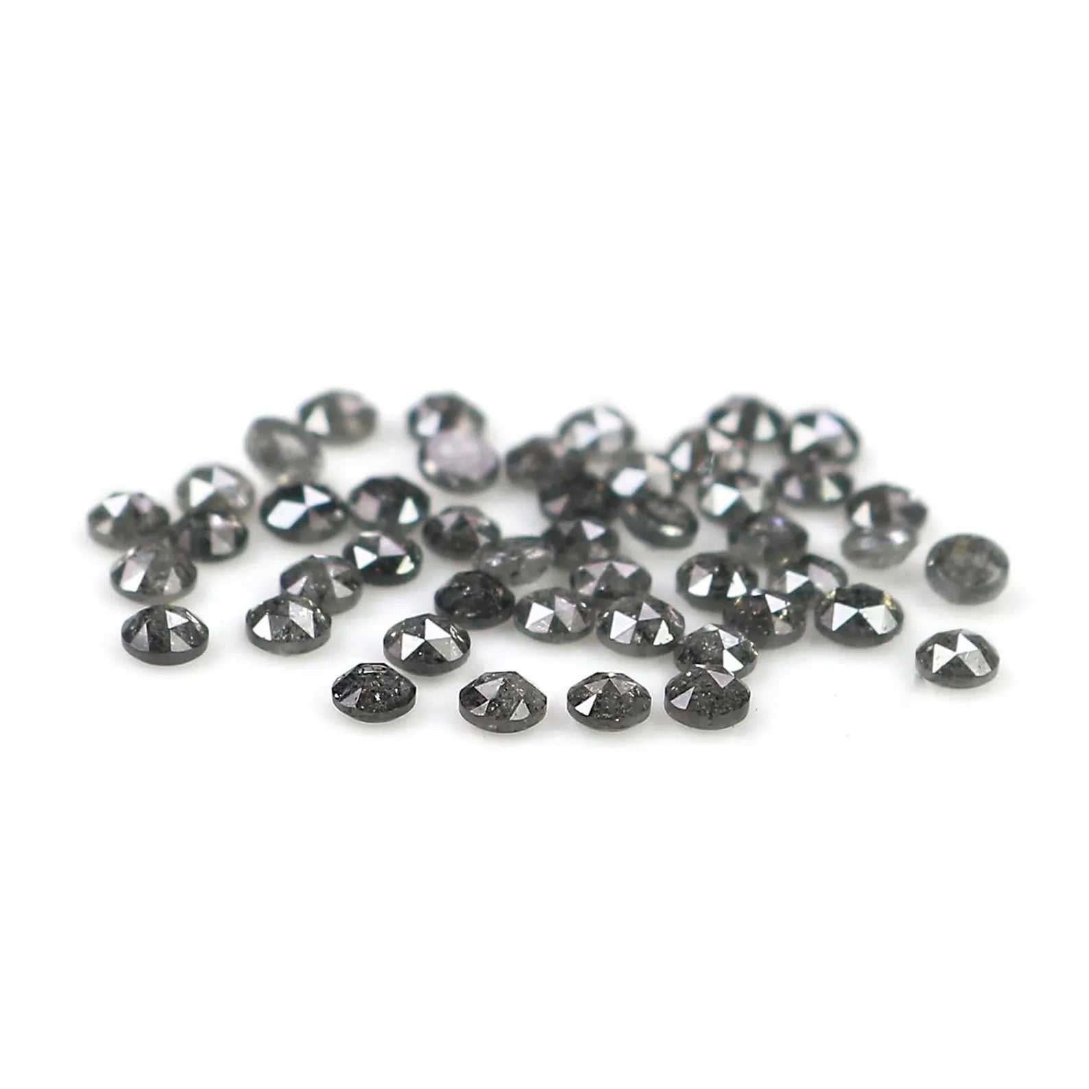 1.26 CT Natural Loose Round Shape Diamond Salt And Pepper Round Diamond 1.70 MM Natural Loose Black Grey Color Round Rose Cut Diamond NQ1789
