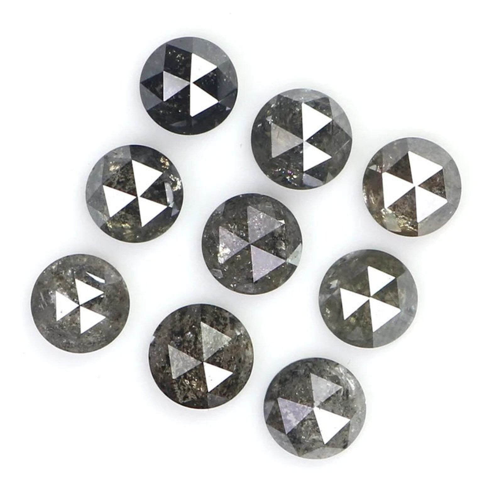 1.73 Ct Natural Loose Round Shape Diamond Salt And Pepper Round Cut Diamond 3.55 MM Natural Black Grey Color Round Rose Cut Diamond NQ2081