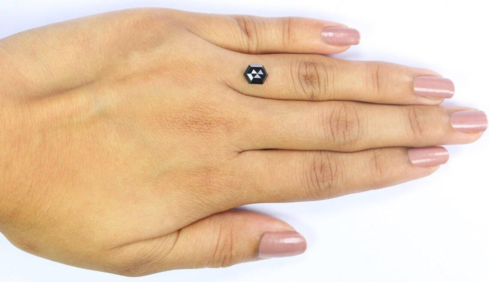1.51 Ct Natural Loose Hexagon Shape Diamond Black Color Hexagon Diamond 7.65 MM Natural Loose Black Color Hexagon Rose Cut Diamond NQ537