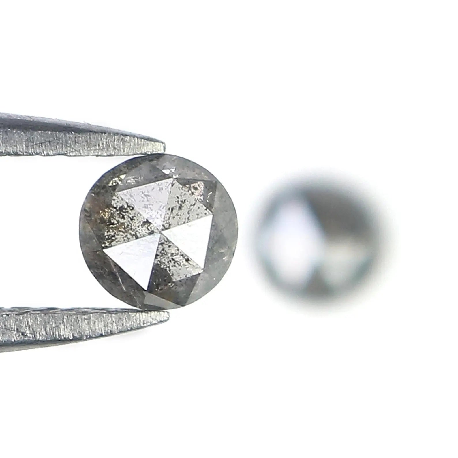 0.60 CT Natural Loose Round Shape Pair Diamond Salt And Pepper Round Diamond 4.10 MM Natural Black Grey Color Round Rose Cut Diamond NQ9314