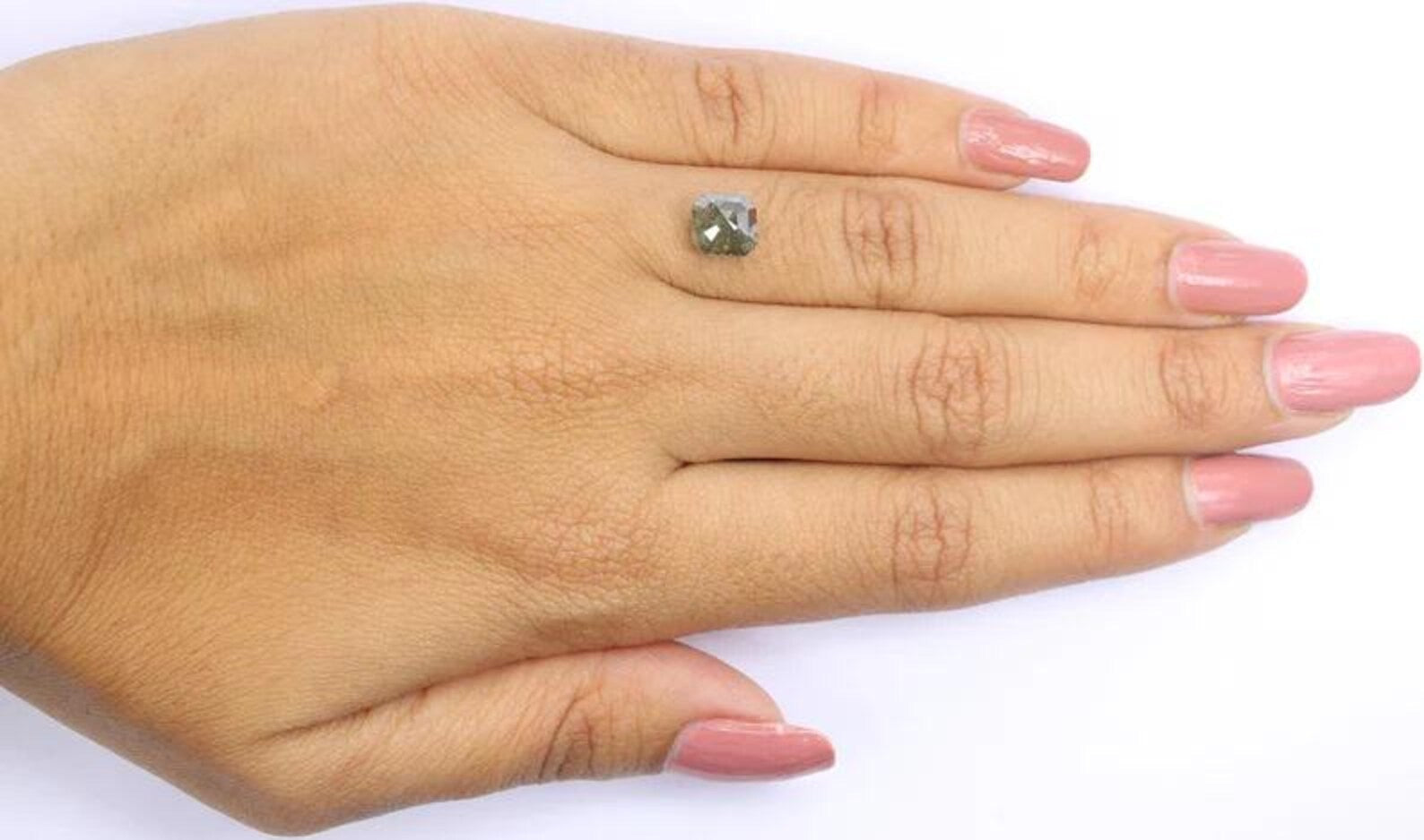 1.85 CT Natural Loose Emerald Shape Diamond Green Color Emerald Cut Diamond 6.65 MM Natural Loose Gray Color Emerald Rose Cut Diamond NQ8982