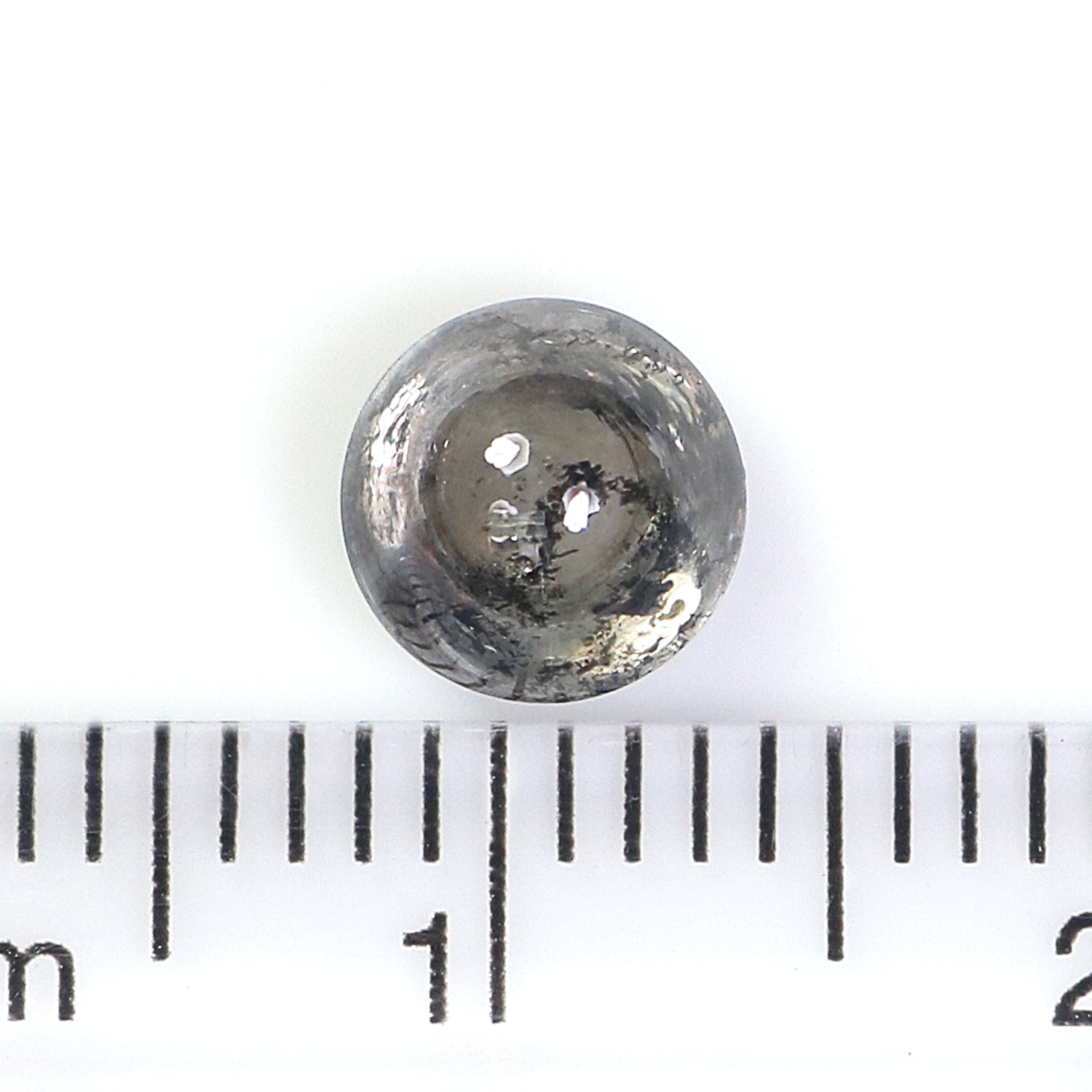 1.12 CT Unique Round Shape Salt And Pepper Sand Stone Cabochon Diamond 6.00 MM Natural Loose Black Grey Color Round Uncut Diamond L3492