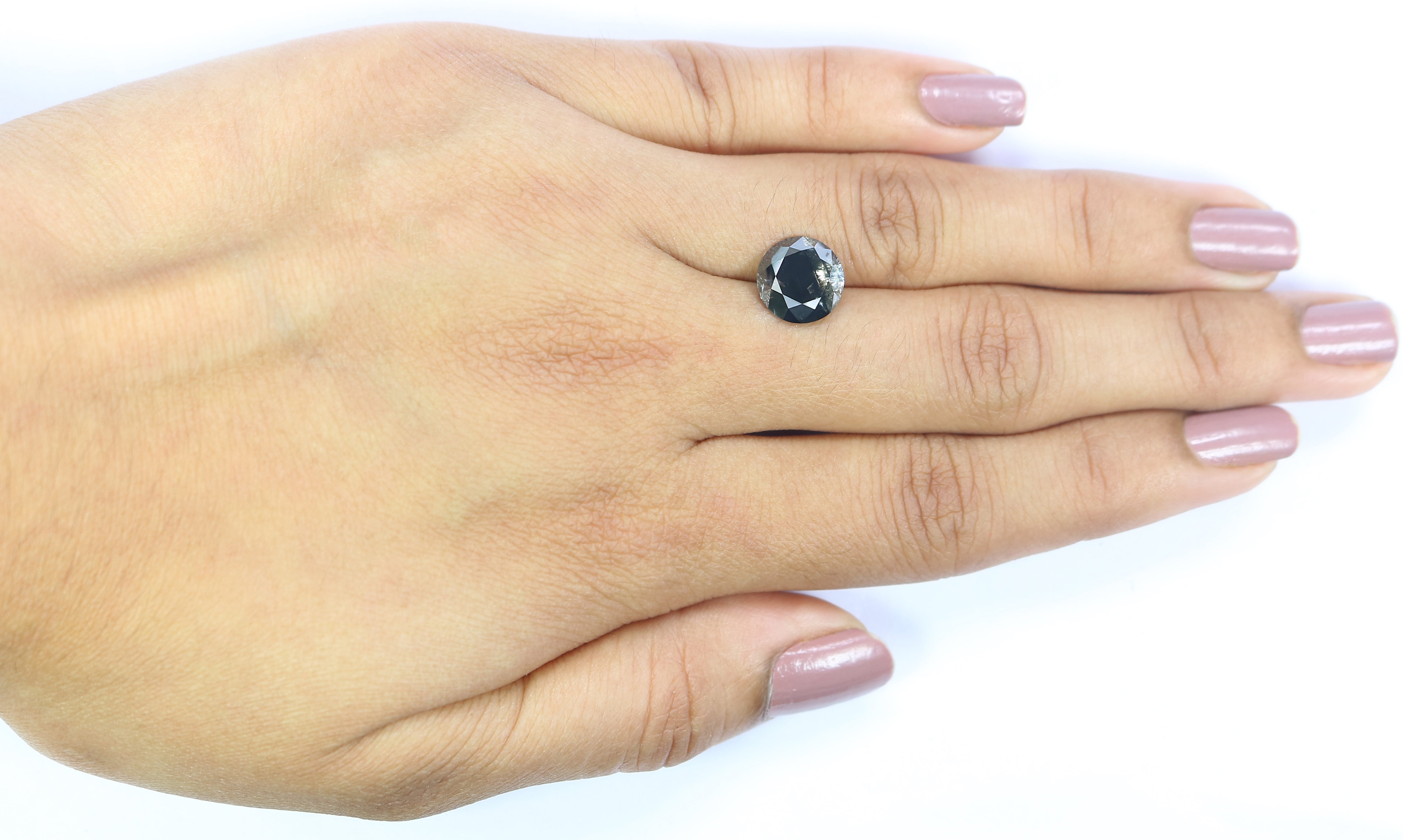 2.93 CT Natural Loose Round Shape Diamond Black Grey Color Round Shape Diamond 9.00 MM Salt And Pepper Round Brilliant Cut Diamond QL389