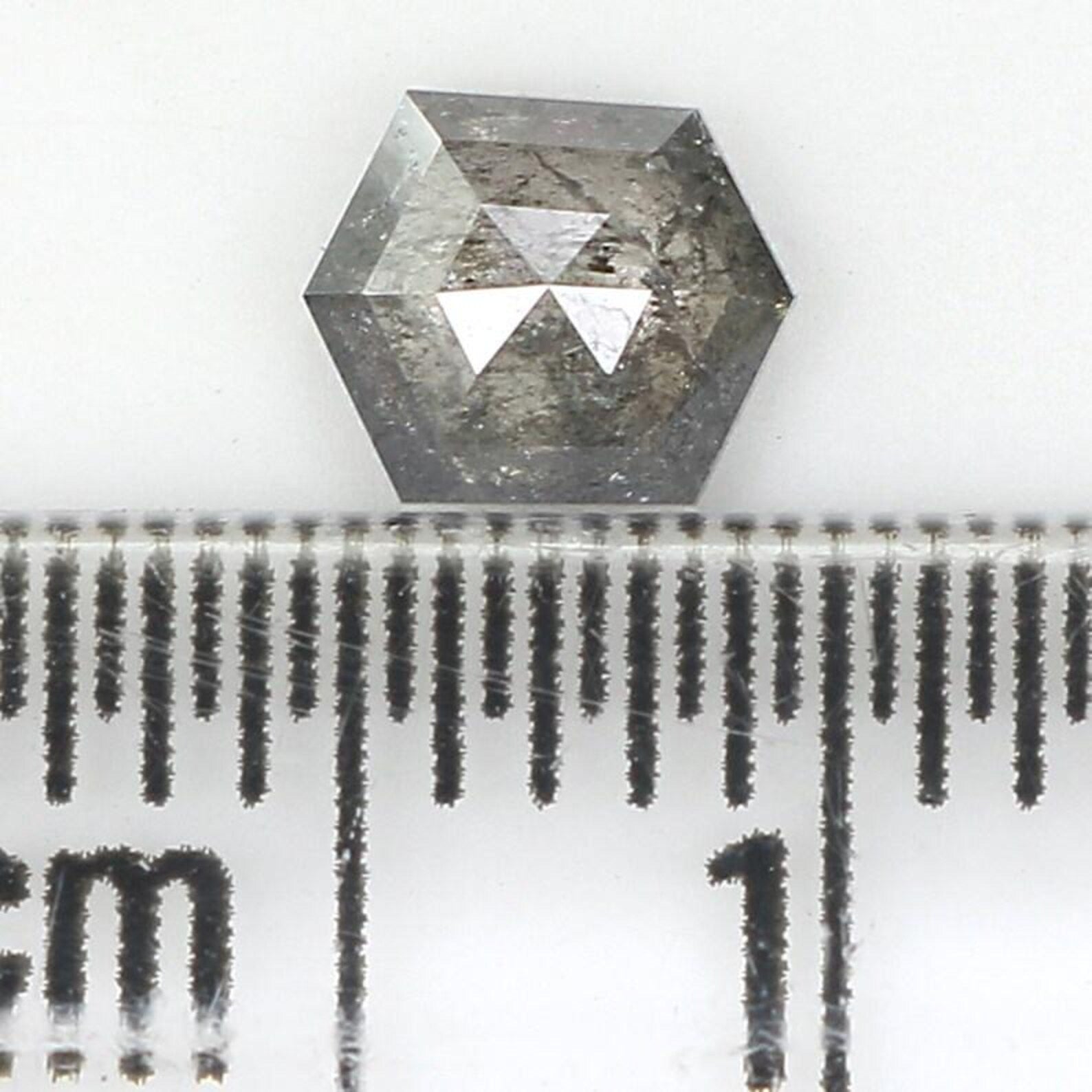 0.43 CT Natural Loose Hexagon Shape Diamond Salt And Pepper Hexagon Diamond 5.10 MM Natural Black Grey Color Hexagon Rose Cut Diamond NQ1511