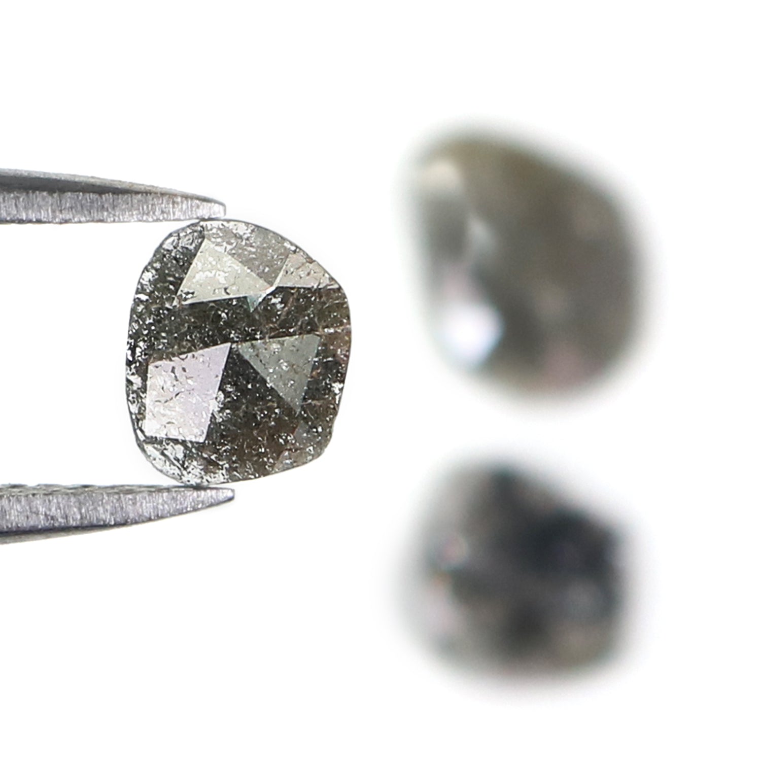 1.13 CT Natural Loose Slice Shape Diamond Salt And Pepper Slice Uncut Diamond 7.35 MM Natural Black Grey Diamond Irregular Cut Diamond N2637