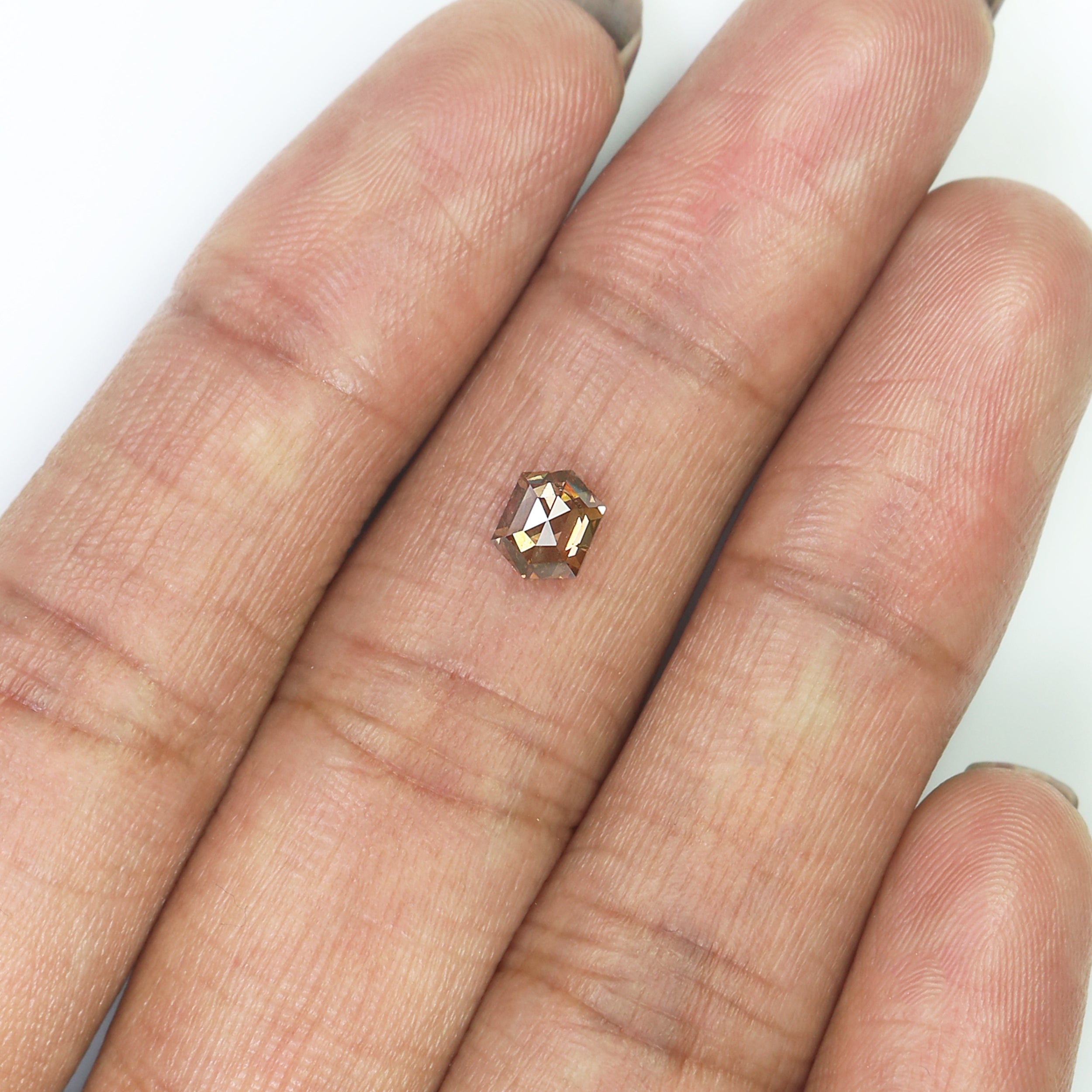 0.67 CT Natural Loose Hexagon Shape Diamond Brown Color Hexagon Cut Diamond 5.70 MM Natural Hexagon Shape Rose Cut Brown Color Diamond QL658