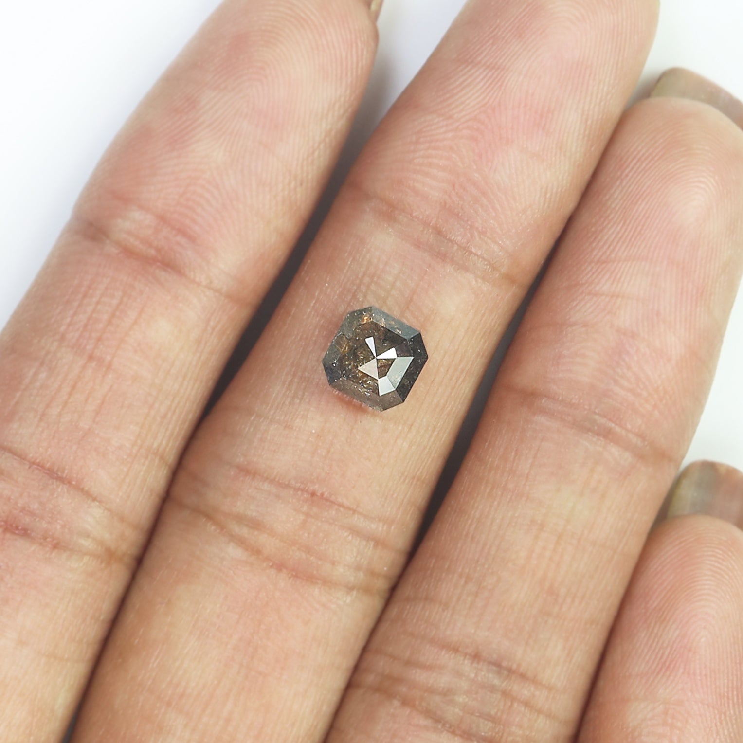 Natural Emerald Salt and Pepper Diamond 1.52 CT Loose Rose Cut Black Grey Stone 6.25 MM Rustic Diamond For Custom Engagement Ring L3654
