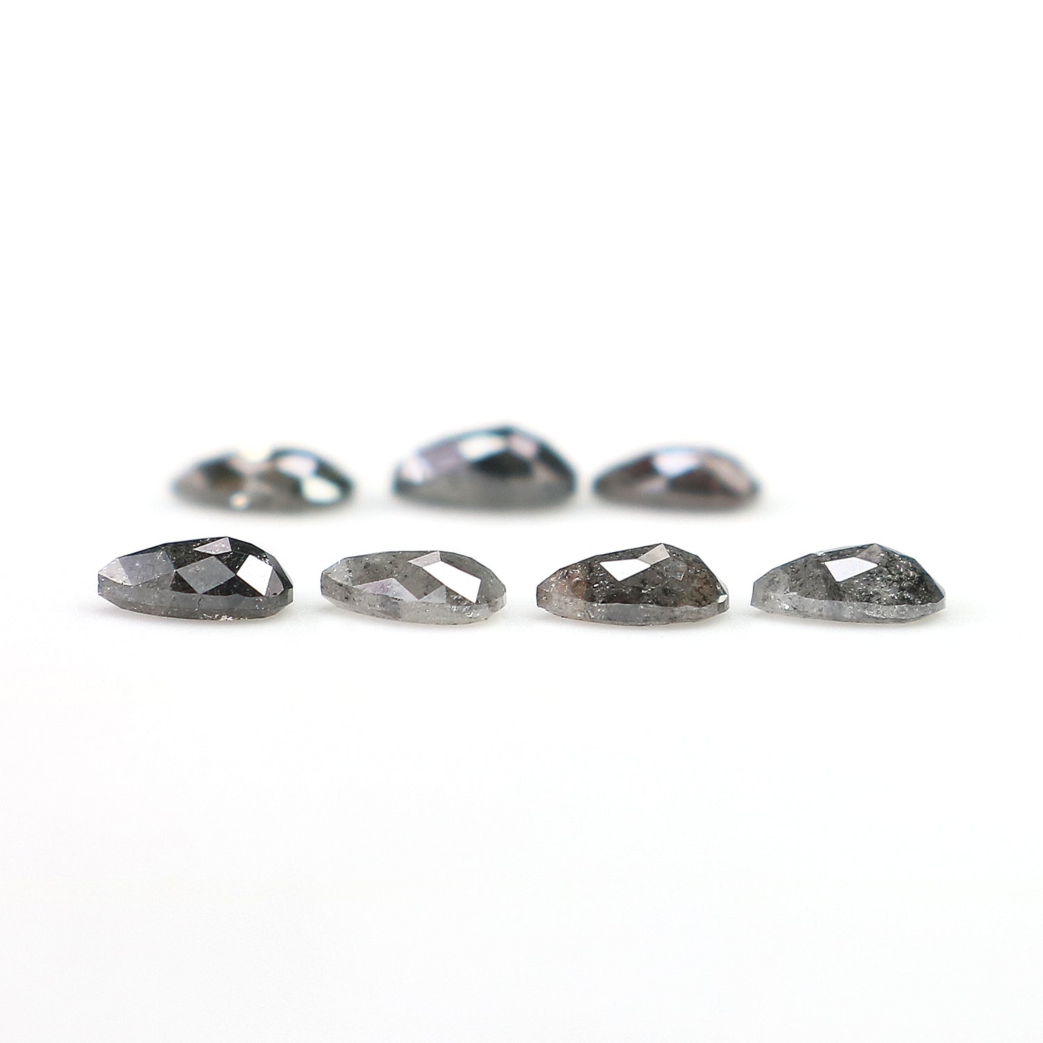 0.94 CT Natural Loose Pear Shape Diamond Salt And Pepper Pear Diamond 4.30 MM Natural Loose Black Grey Color Pear Rose Cut Diamond LQ2734