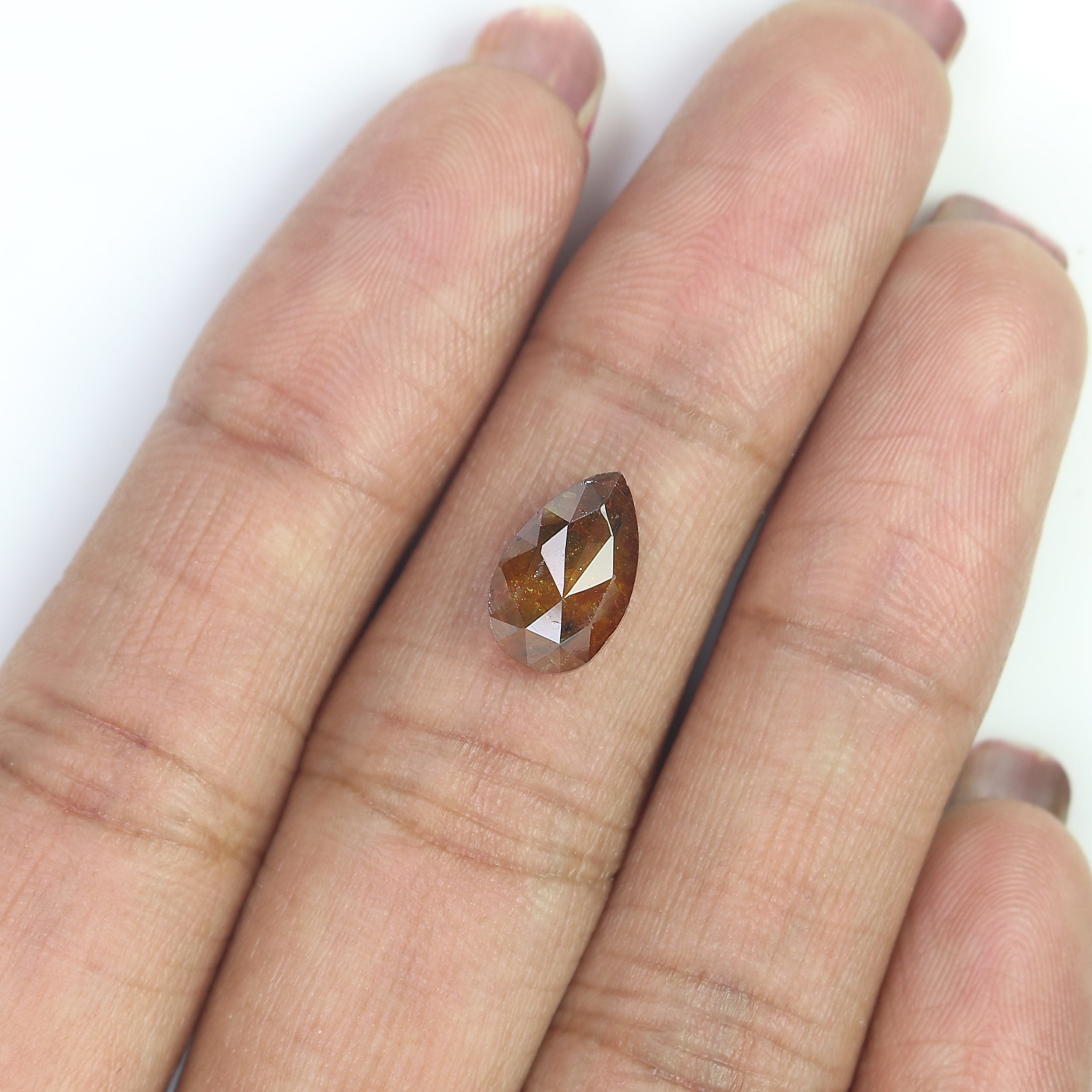 Natural Pear Brown Diamond 2.52 CT Loose Rose Cut Brown Stone 10.45 MM Rustic Diamond Pear Diamond For Custom Engagement Ring L3648