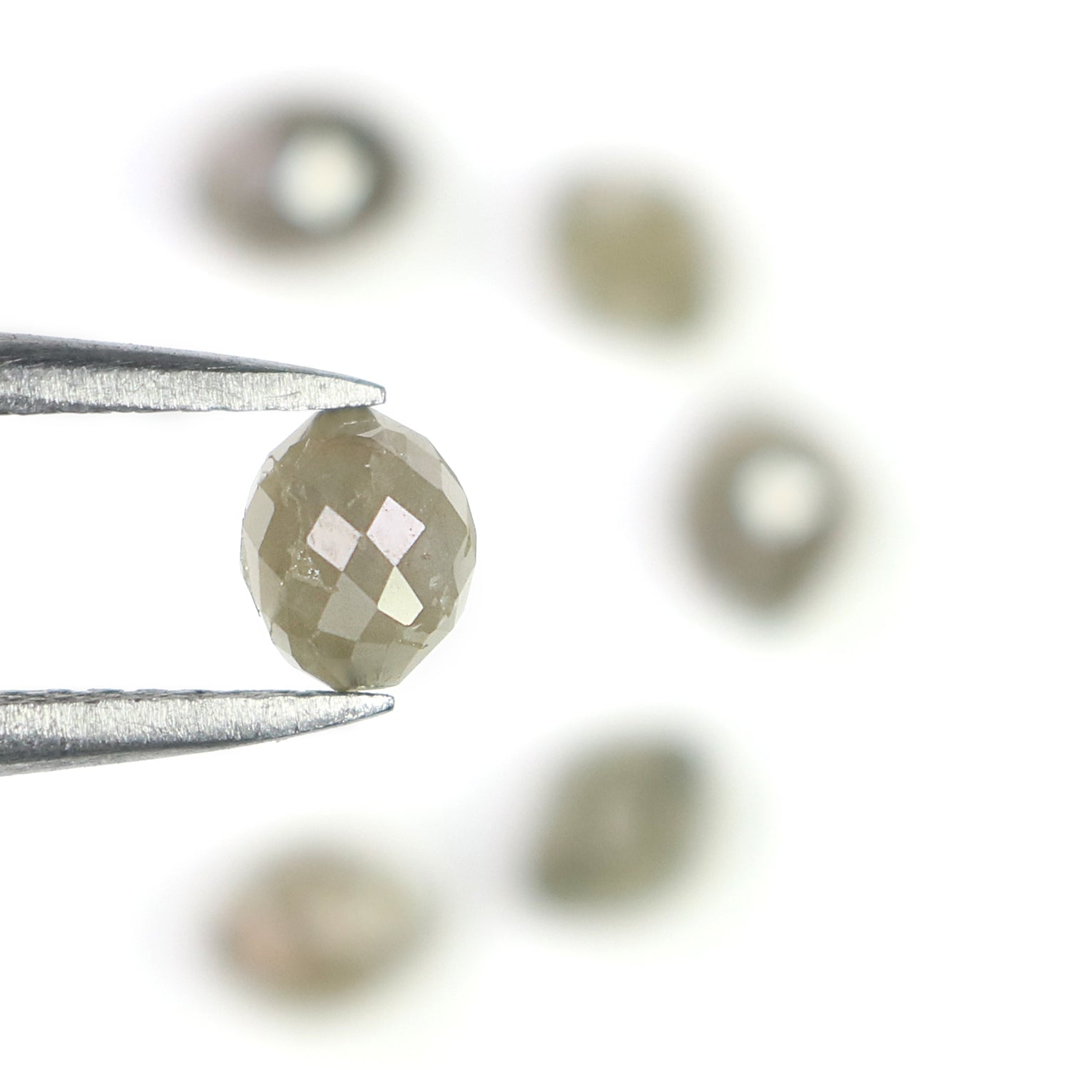 Natural Loose Egg Shape Bead Gray Color Diamond 3.51 CT 4.40 MM Bead Shape Rose Cut Diamond N1786