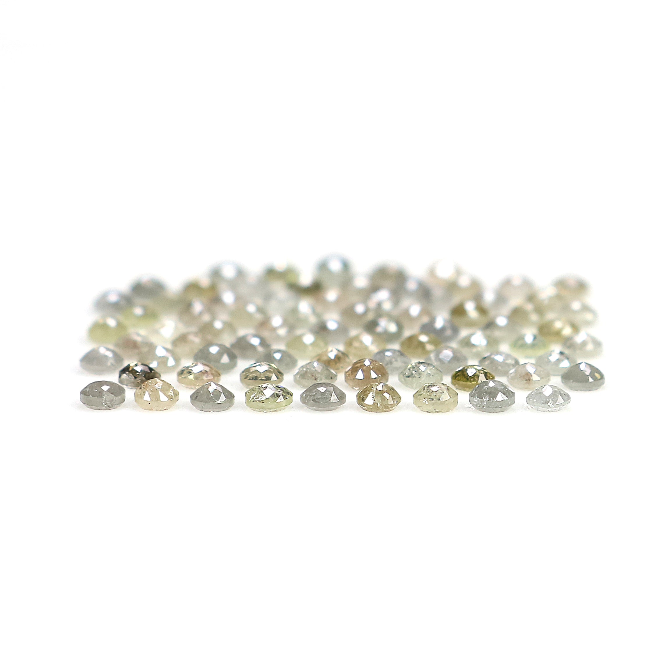 2.49 CT Natural Loose Round Rose Cut Diamond Grey Color Round Shape Diamond 1.80 MM Natural Loose Yellow Color Round Rose Cut Diamond LQ094