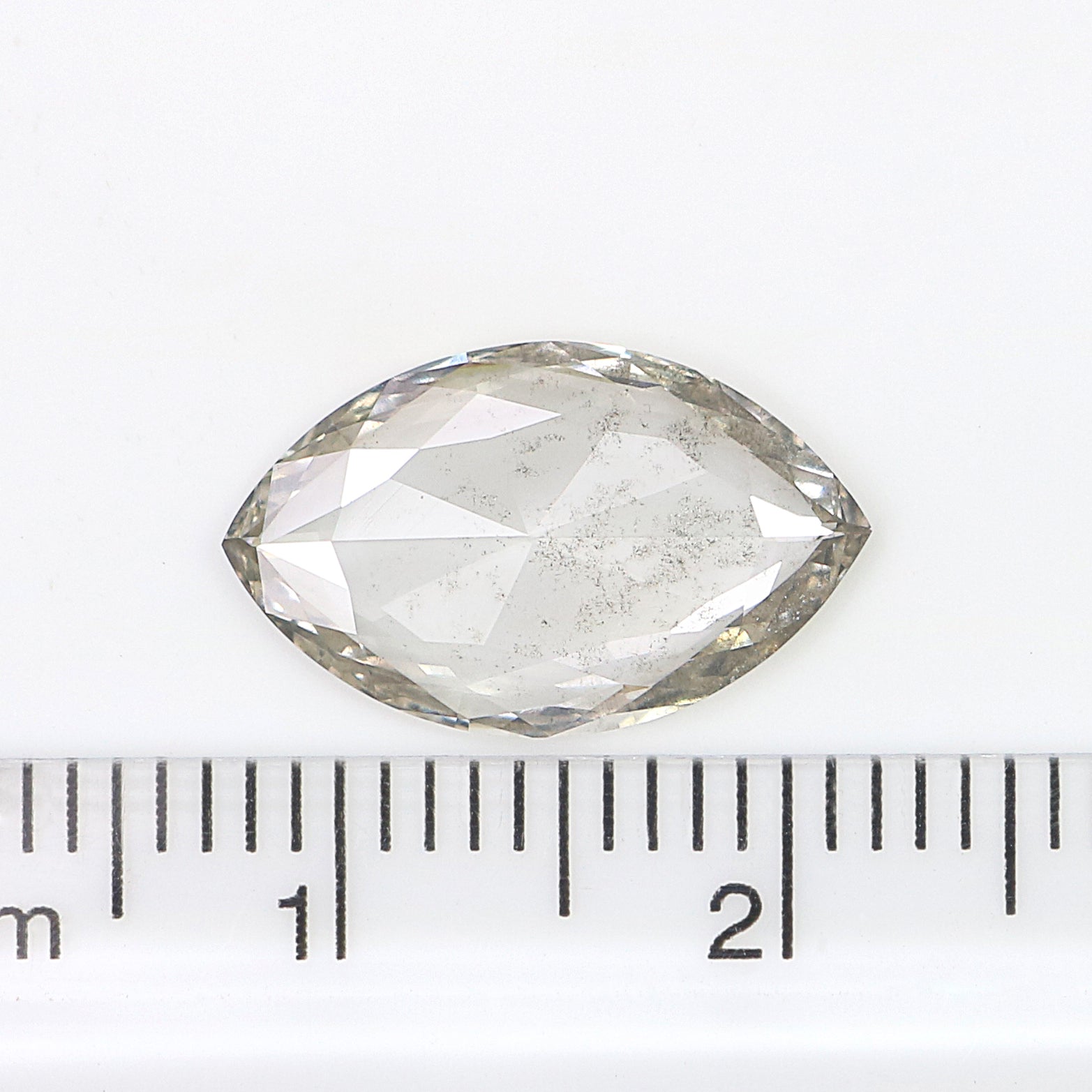 1.87 CT Marquise Rose Cut Salt And Pepper Lab Grown 14.60 MM Loose Diamond CVD Fancy Black Grey Color Lab Created Antique Cut Diamonds L3569