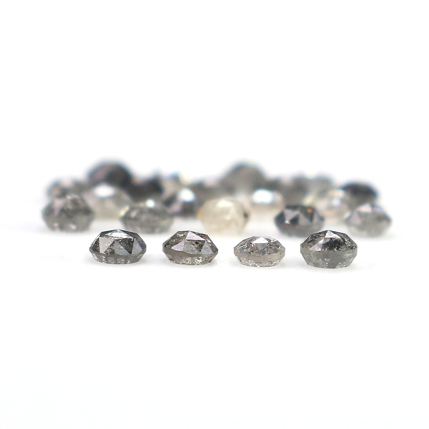 1.34 Ct Natural Loose Round Rose Cut Diamond Salt And Pepper Round Shape Diamond 2.10 MM Natural Black Grey Round Rose Cut Diamond LQ2771