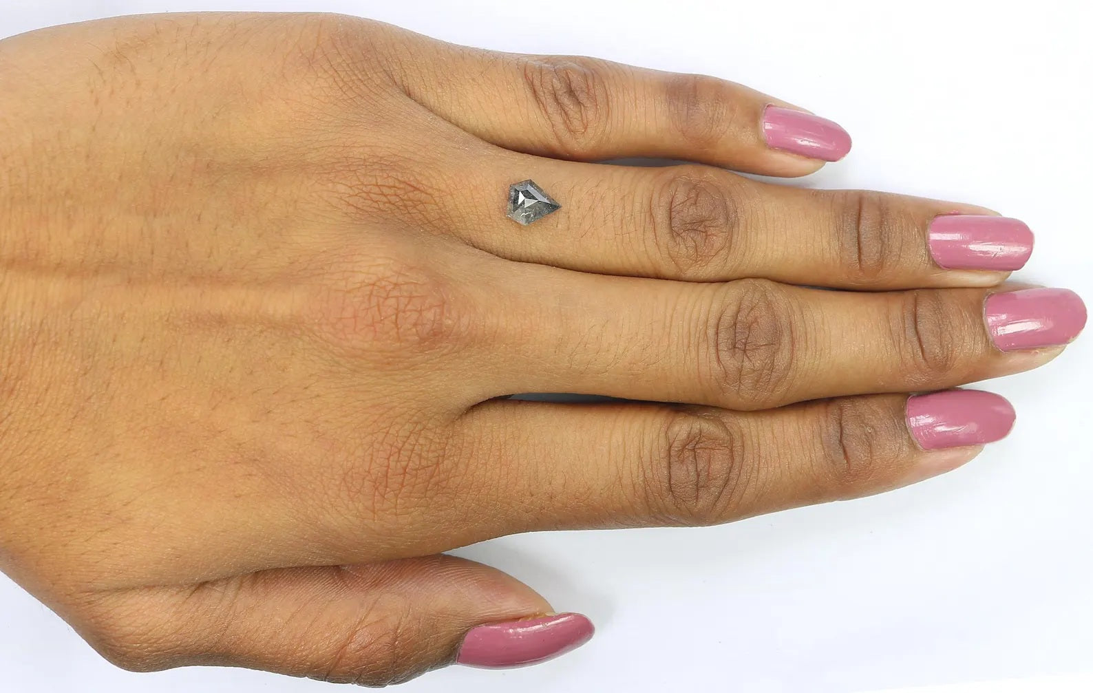 0.88 CT Natural Loose Shield Shape Diamond Salt And Pepper Shield Diamond 7.20 MM Natural Black Grey Color Shield Rose Cut Diamond QN9205