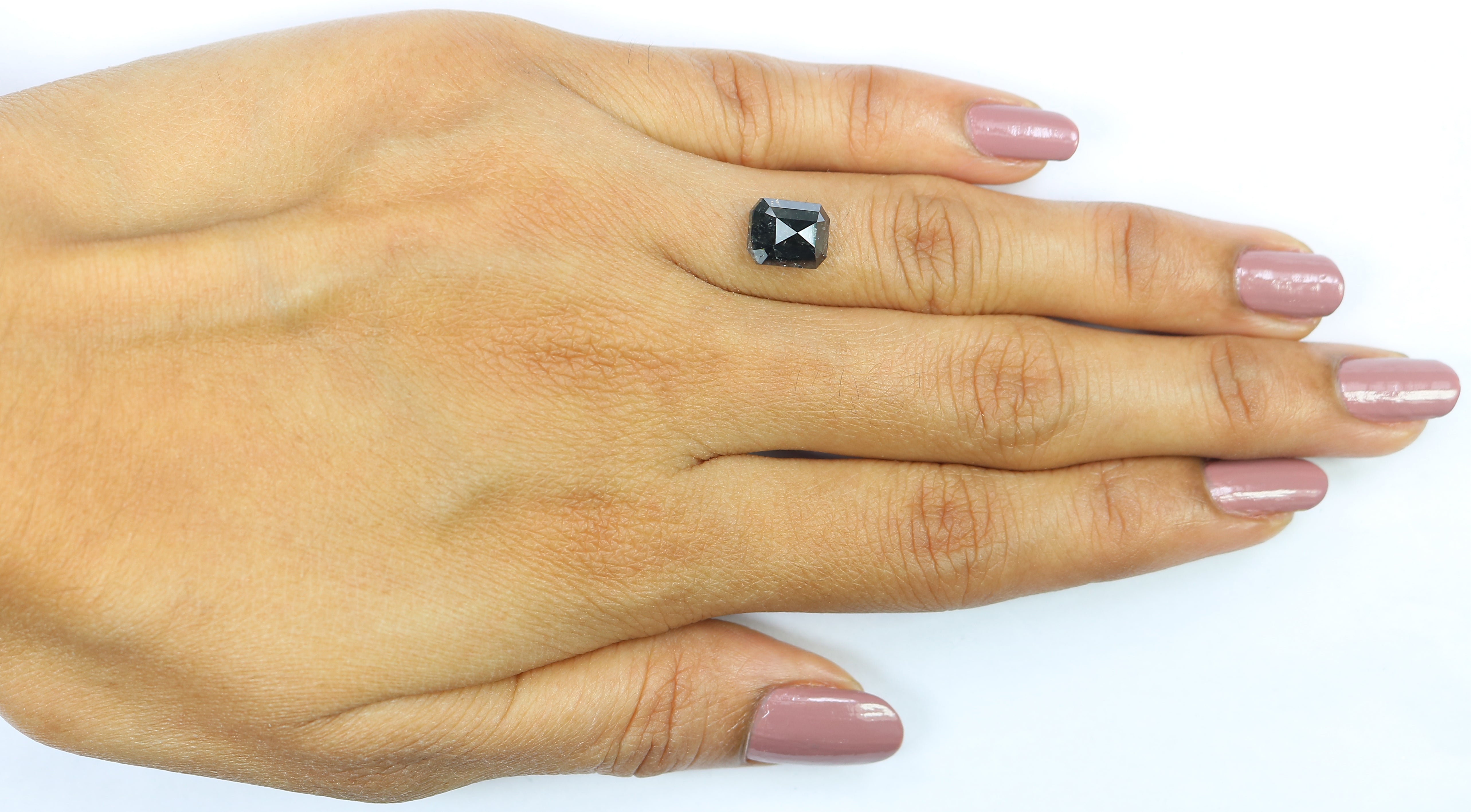 2.37 CT Natural Loose Emerald Shape Diamond Salt And Pepper Emerald Cut Diamond 6.54 MM Natural Loose Black Emerald Rose Cut Diamond QL7322