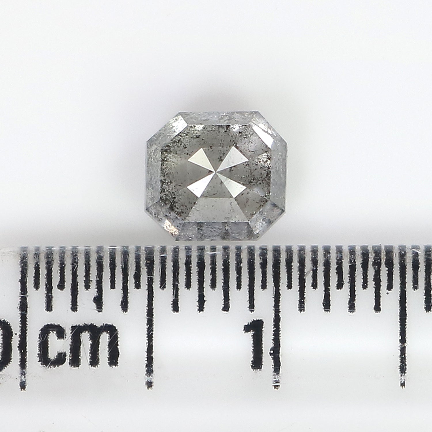 1.05 Ct Natural Loose Emerald Shape Diamond Salt And Pepper Diamond 5.60 MM Natural Diamond Black Grey Color Emerald Rose Cut Diamond QL3062